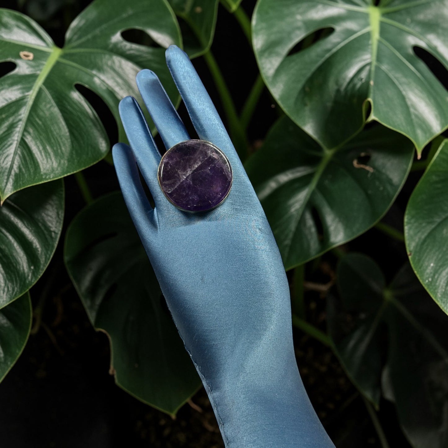Amethyst Brass Ring – Round