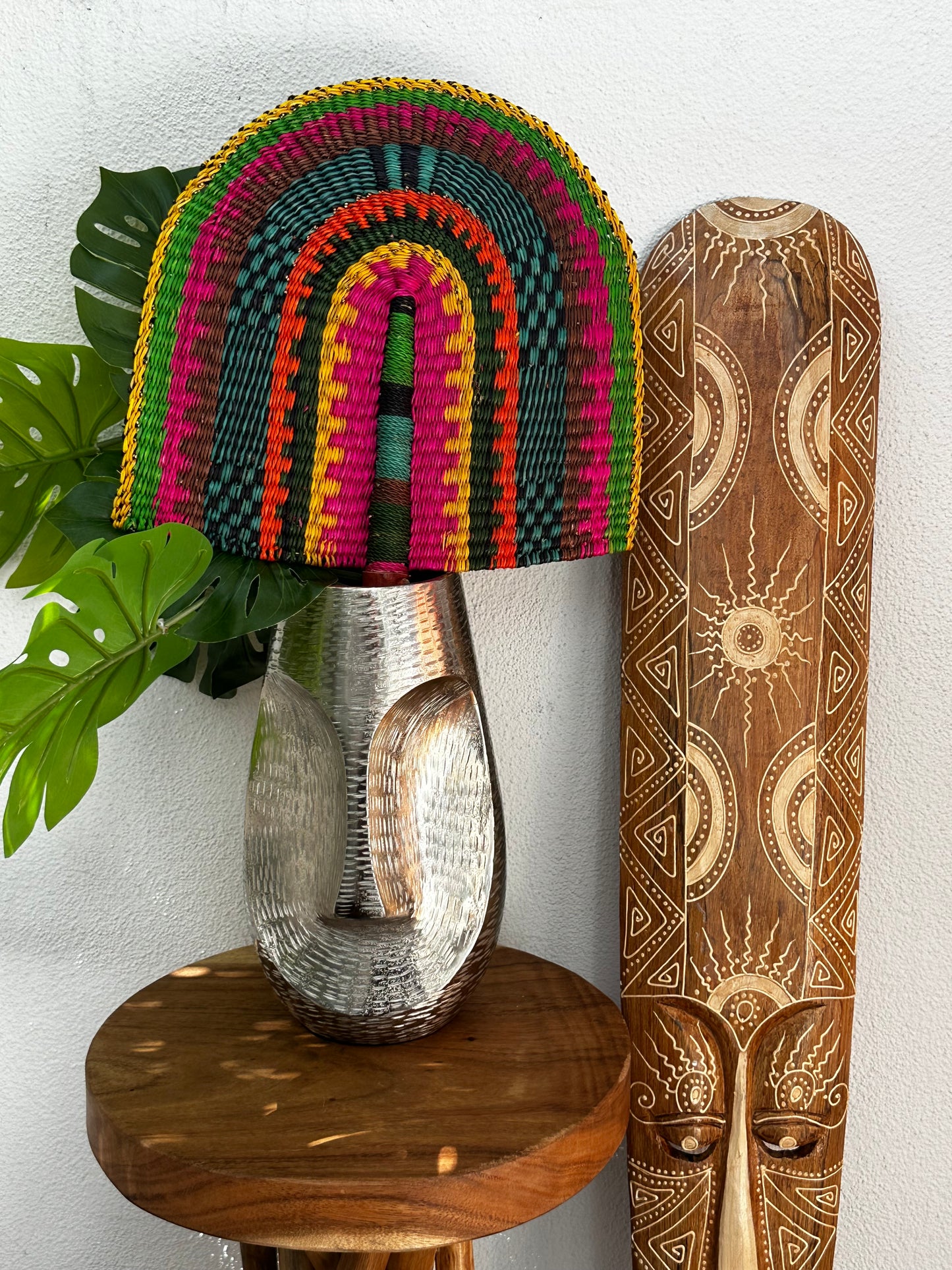 Teal Orange Yellow Pink Woven Fan