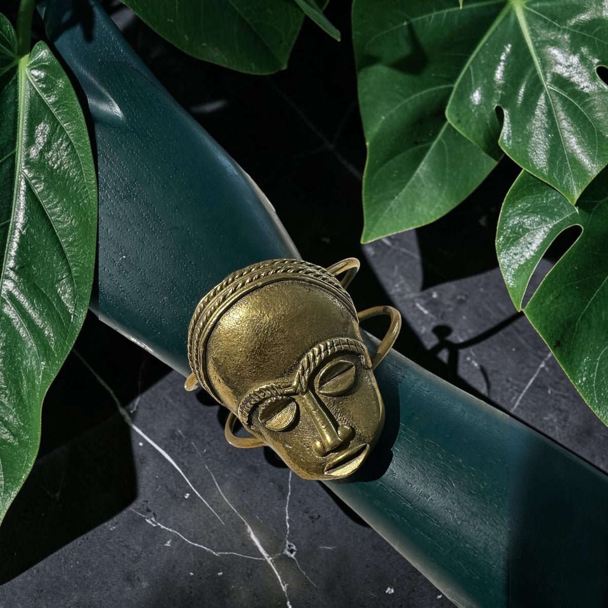 Faces of the Divine Brass Cuff — “Crowned in Stillness”