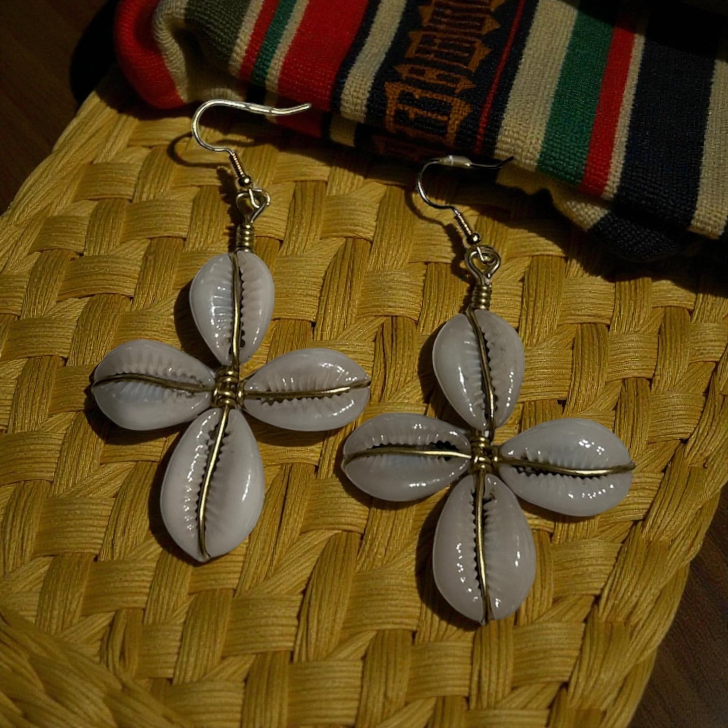 “Petals of the Sea” Cowrie Blossom Earrings