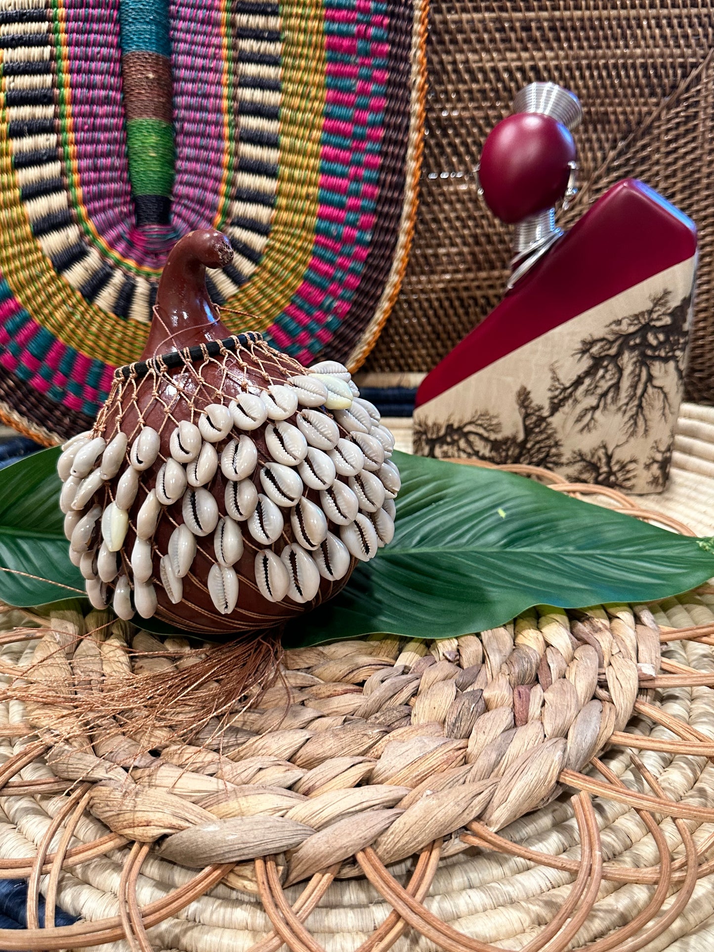Chestnut Cowrie Shell Gourd Shekere (Medium)