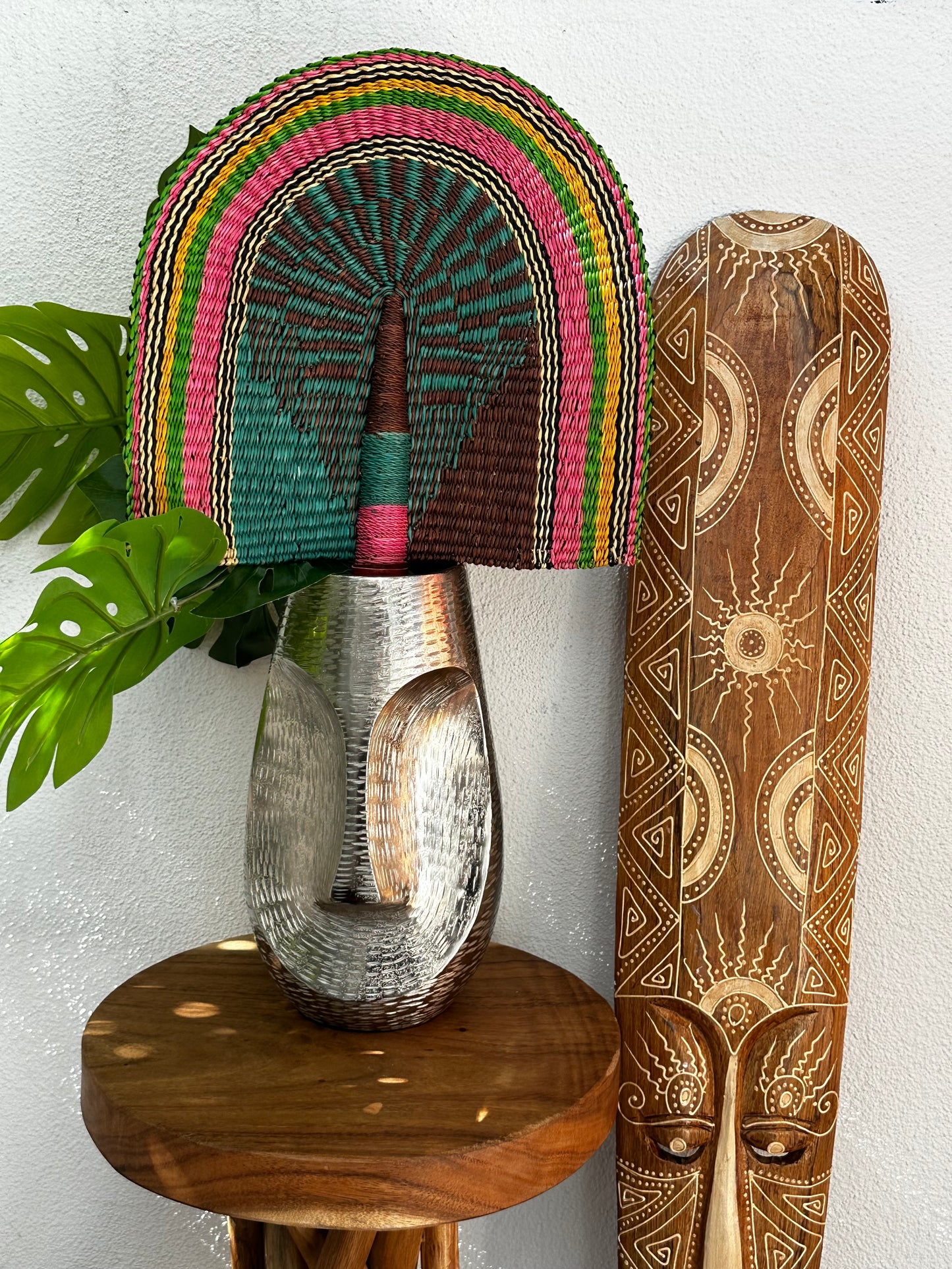Teal Brown Woven Fan