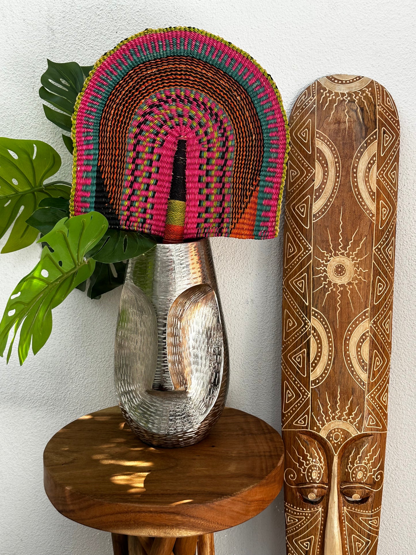 Pink Orange Woven Fan