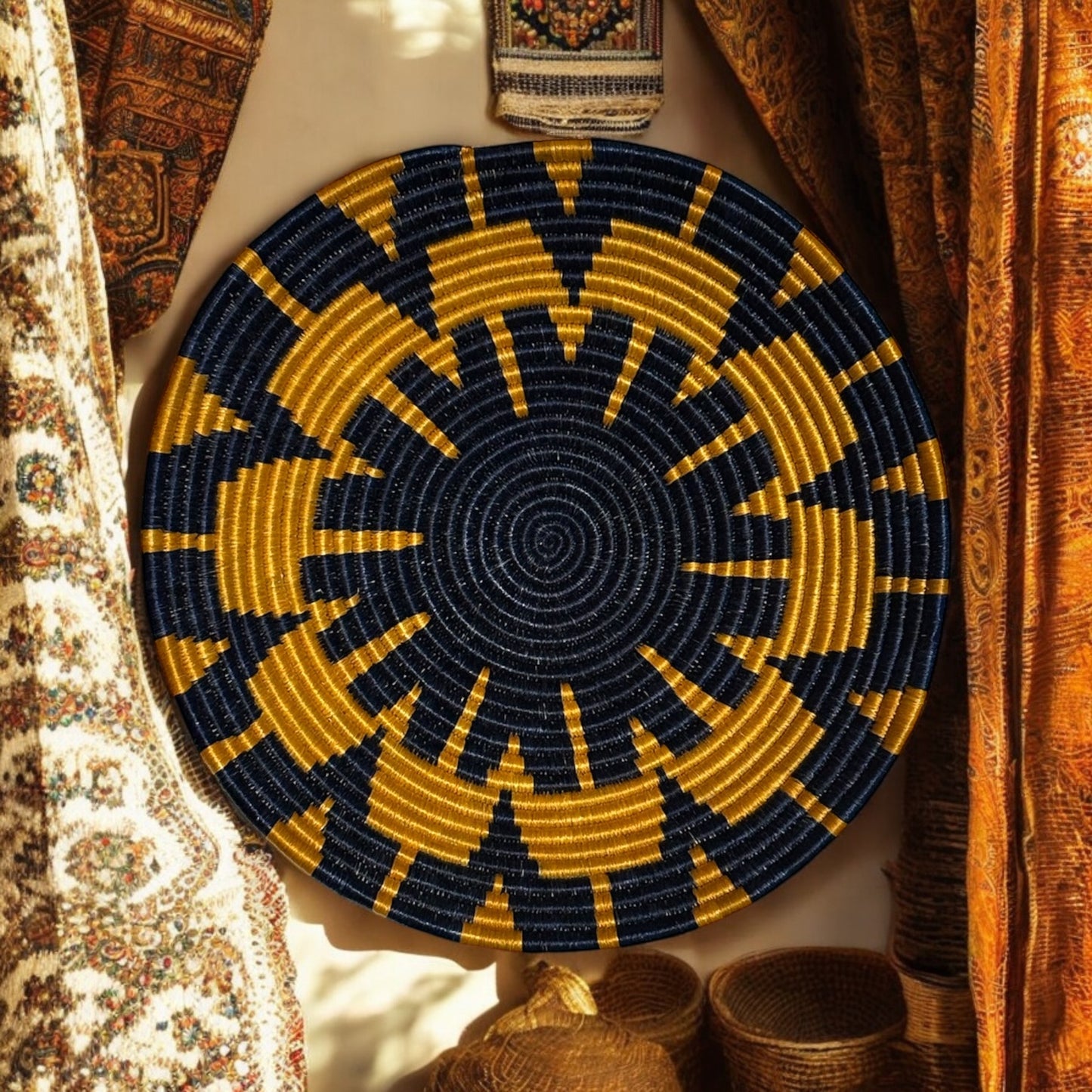 Golden Radiance Woven Basket