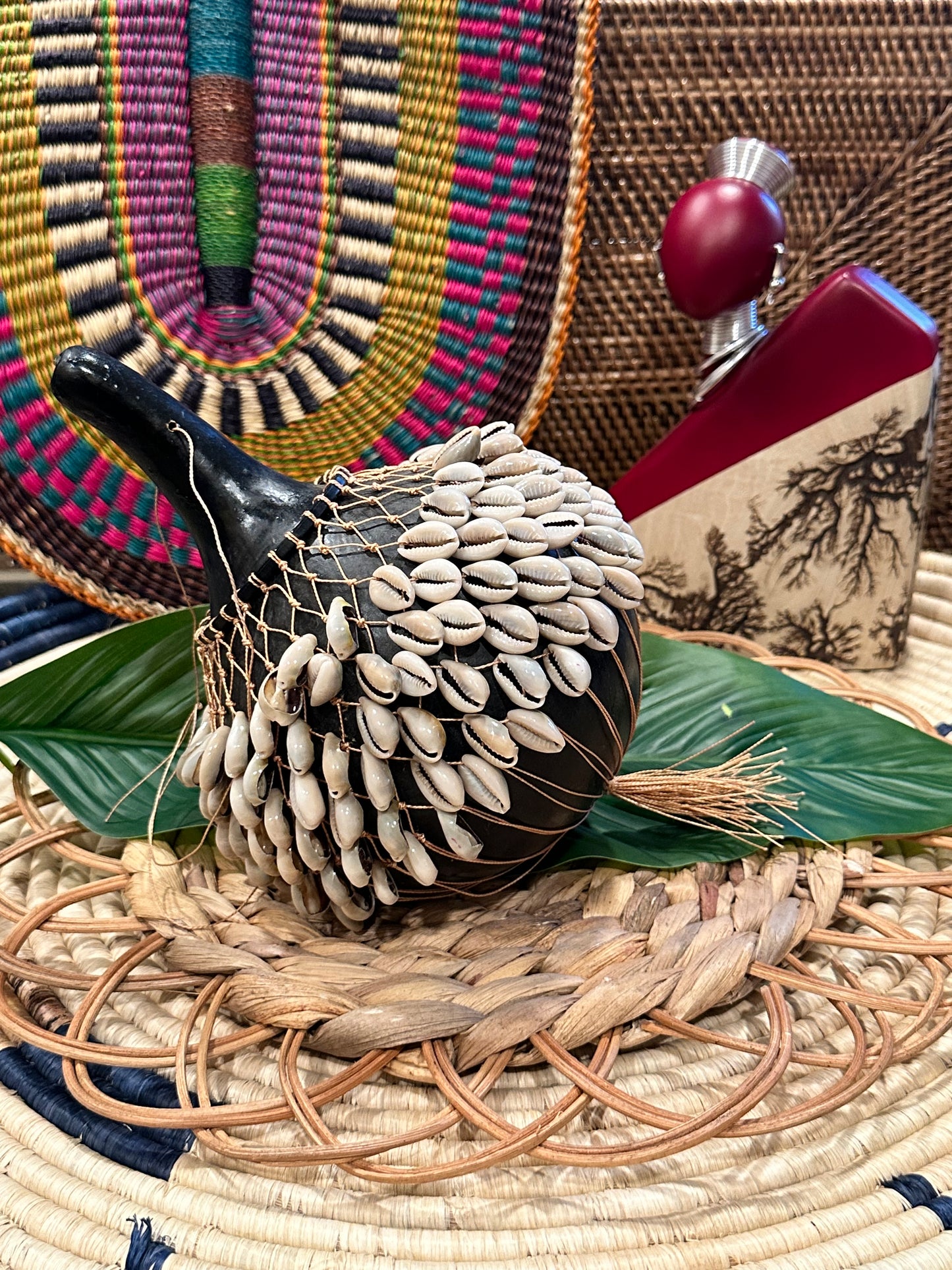 Black Cowrie Shell Gourd Shekere