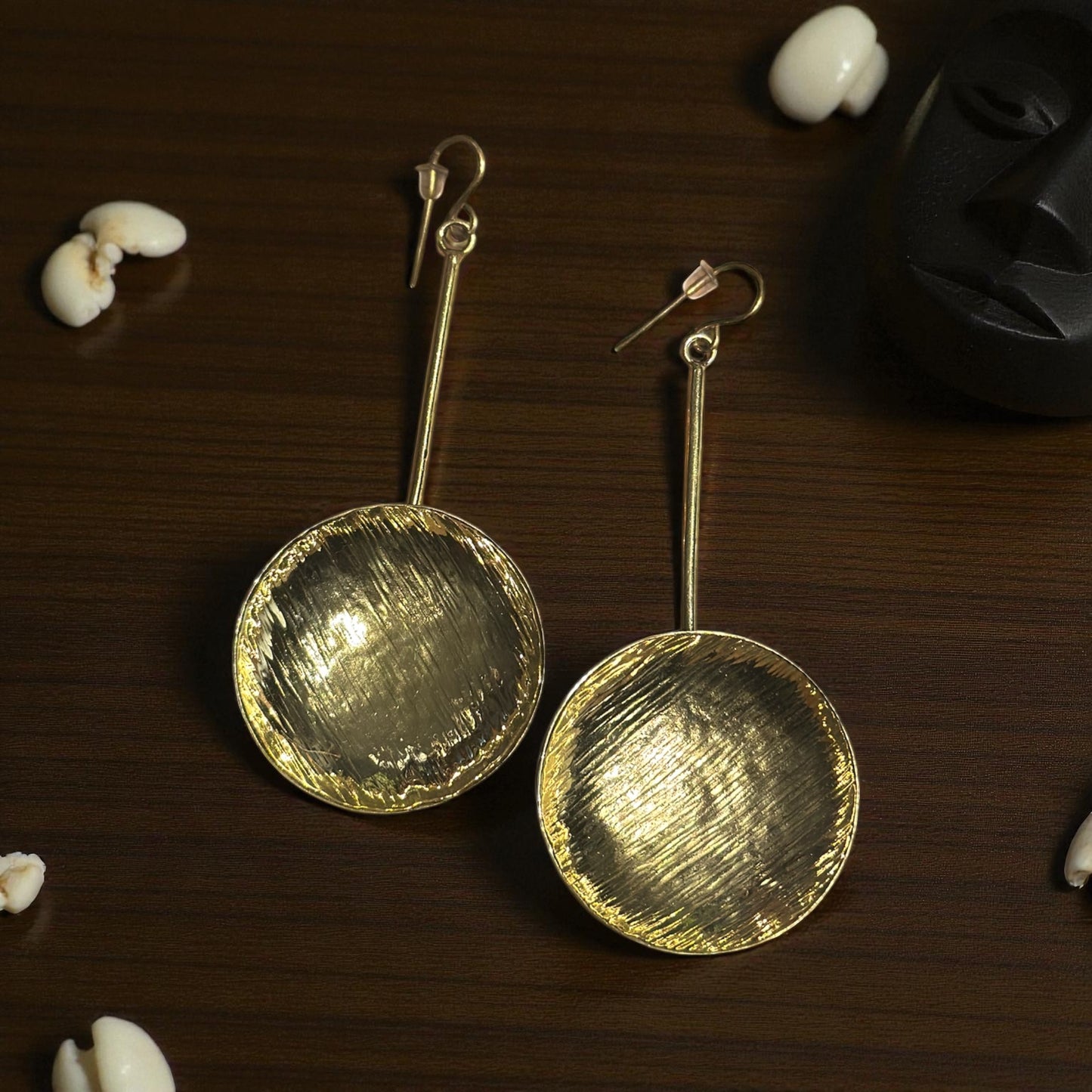 Lunar Bowl Brass Earrings
