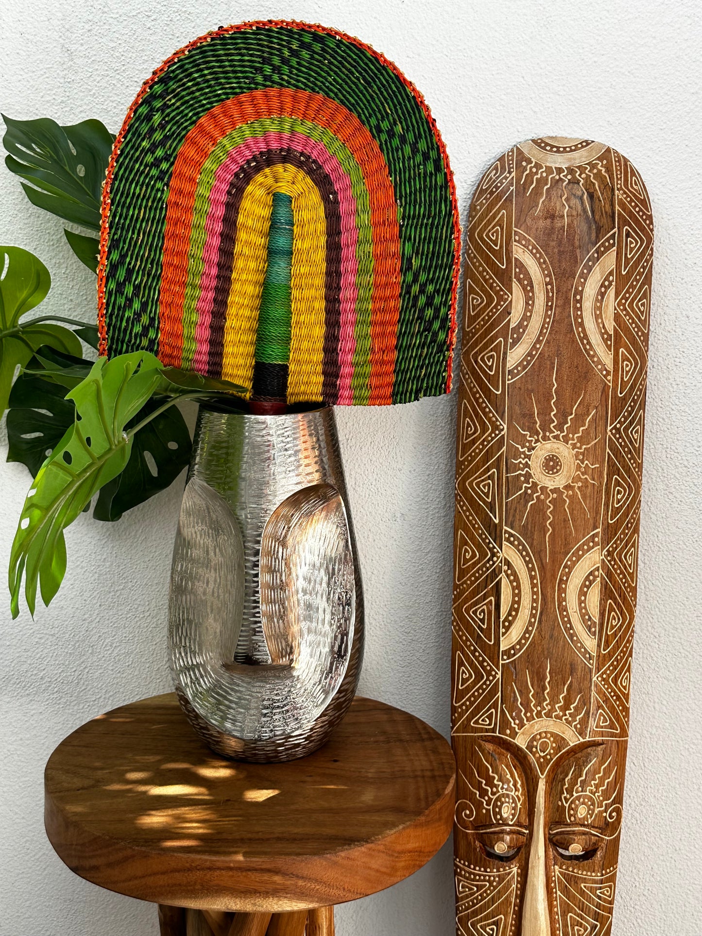 Orange Green Woven Fan