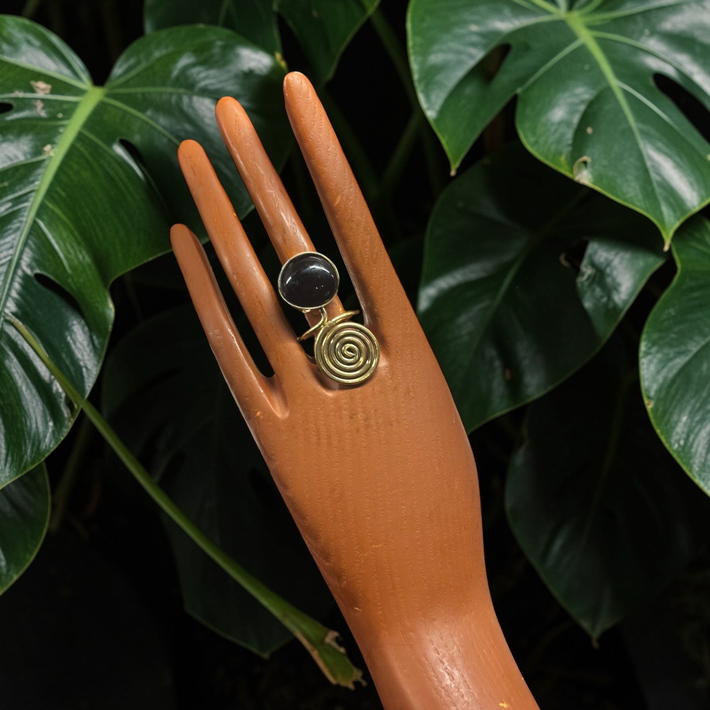 Midnight Swirl Brass Ring