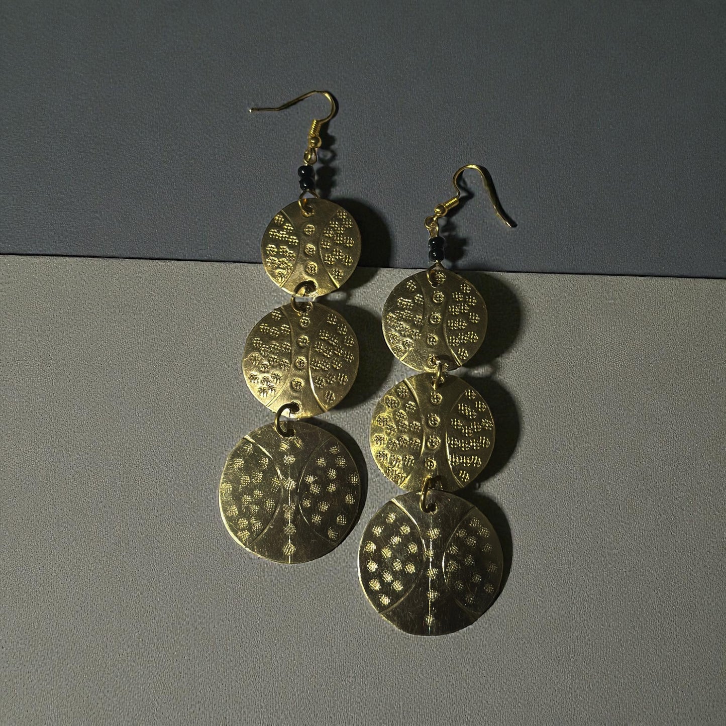 Golden Rhythm Disc Cascade Earrings