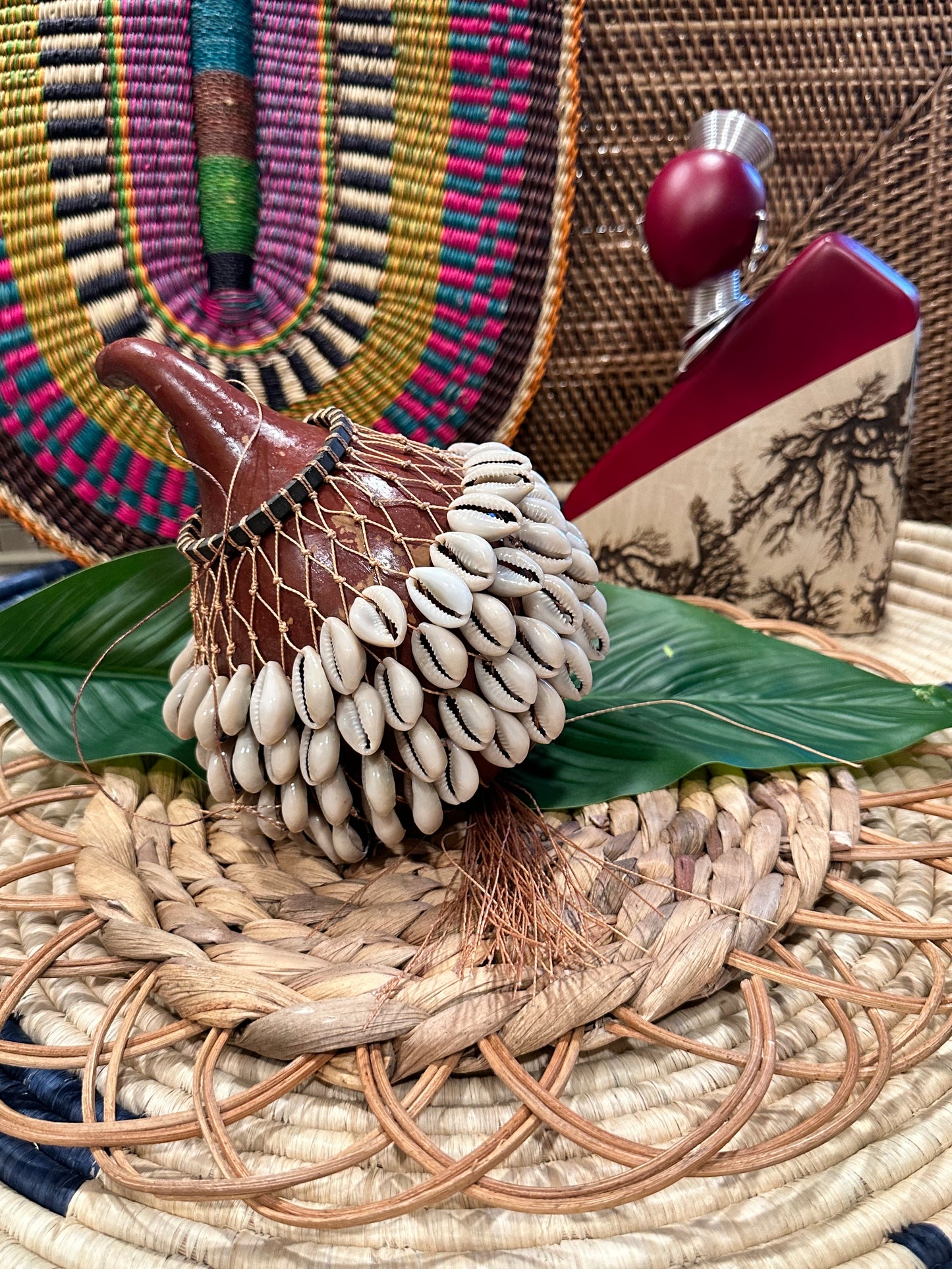 Chestnut Cowrie Shell Gourd Shekere (Medium)