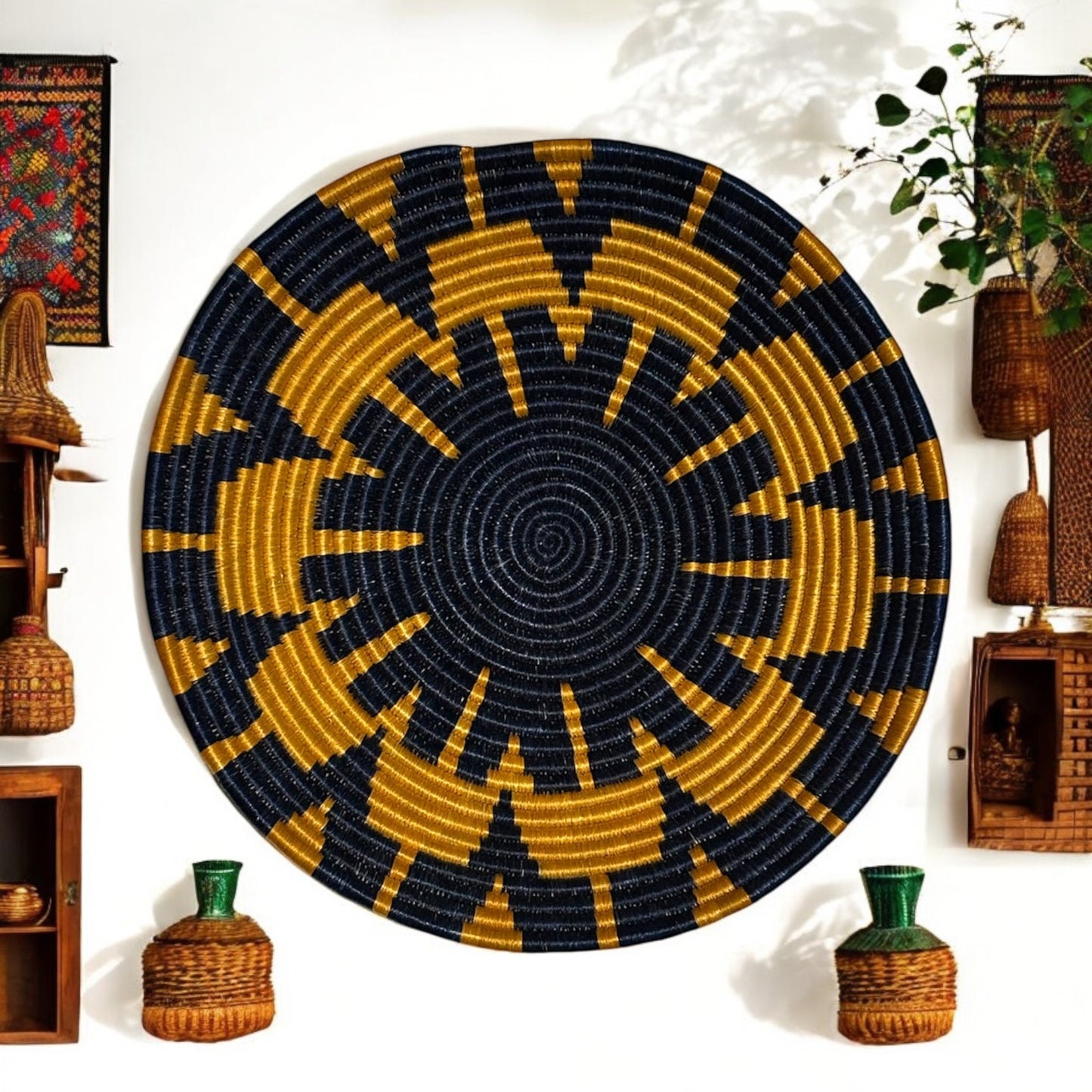 Golden Radiance Woven Basket