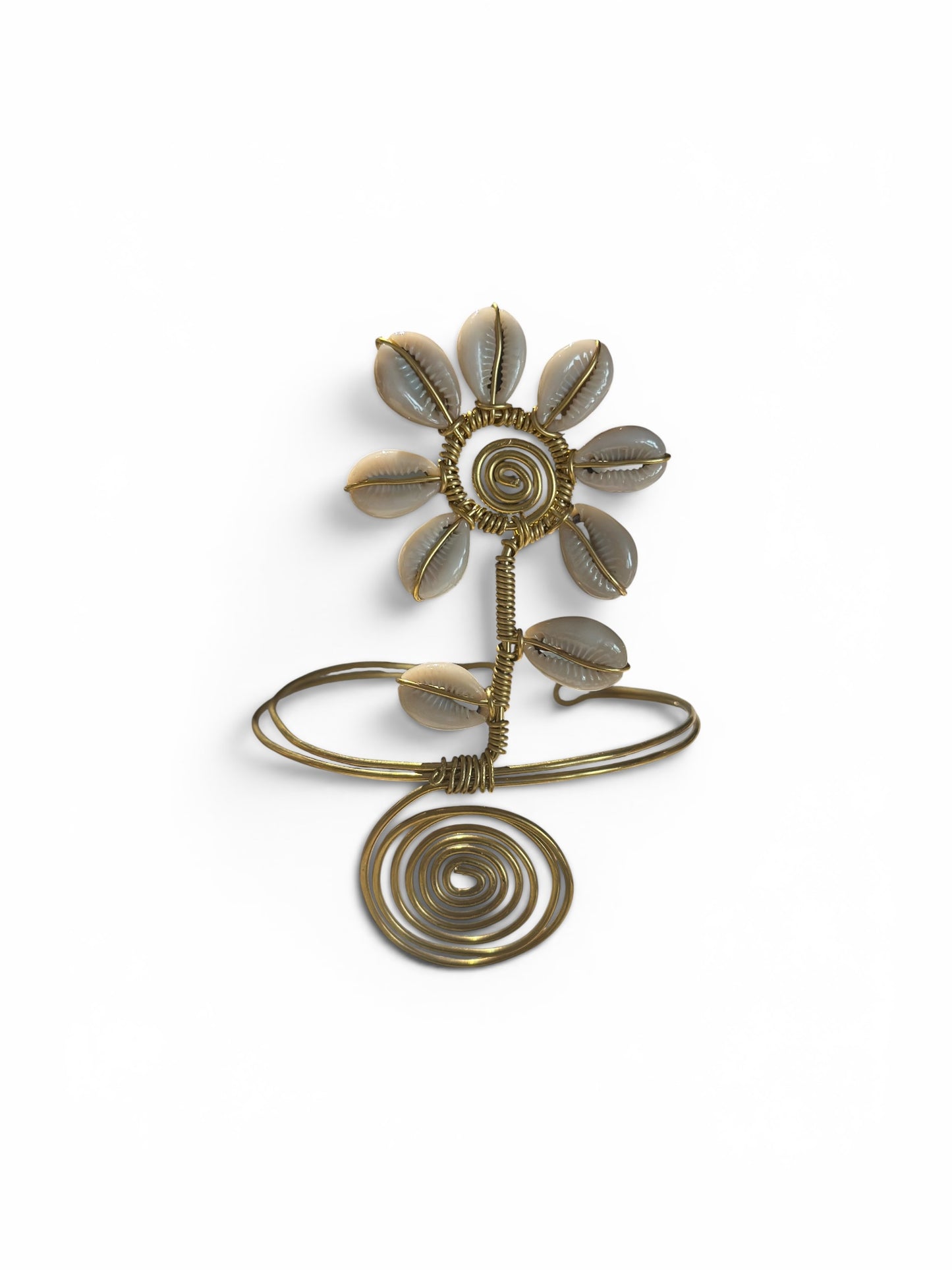 🌼 Cowrie Sunflower Arm Cuff