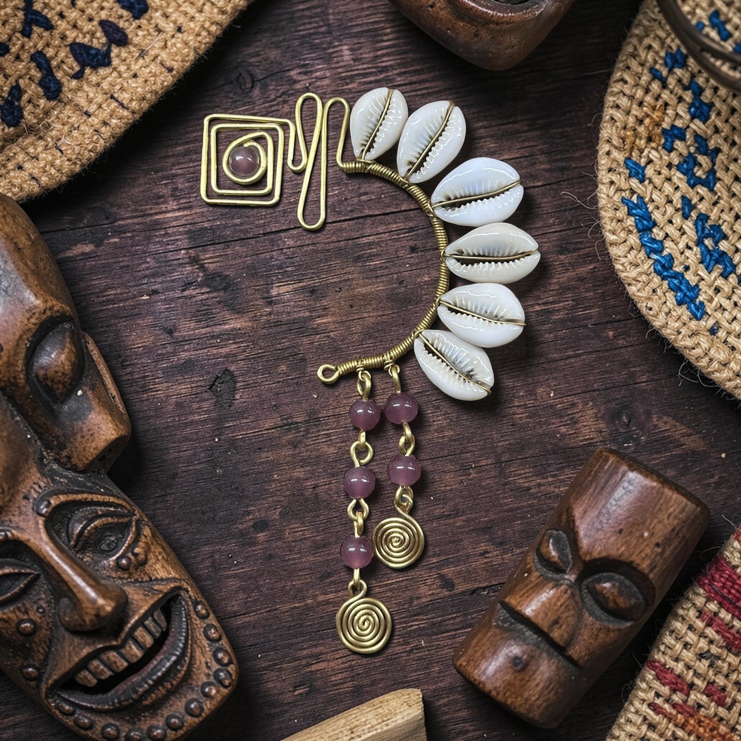 AdornHer “Desert Rose Current” Cowrie Ear Cuff (Left Ear)