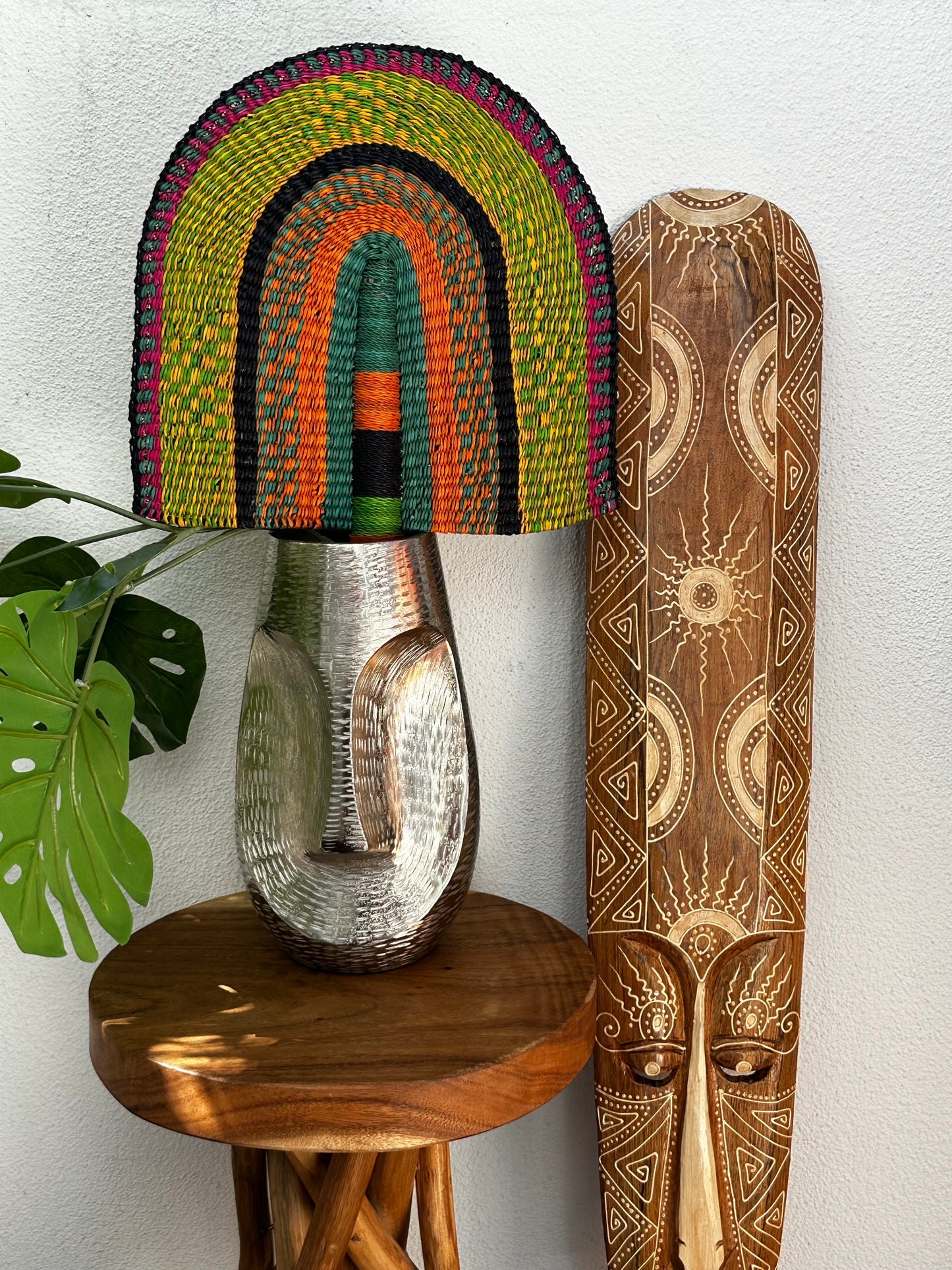 Yellow Green Orange Teal Woven Fan