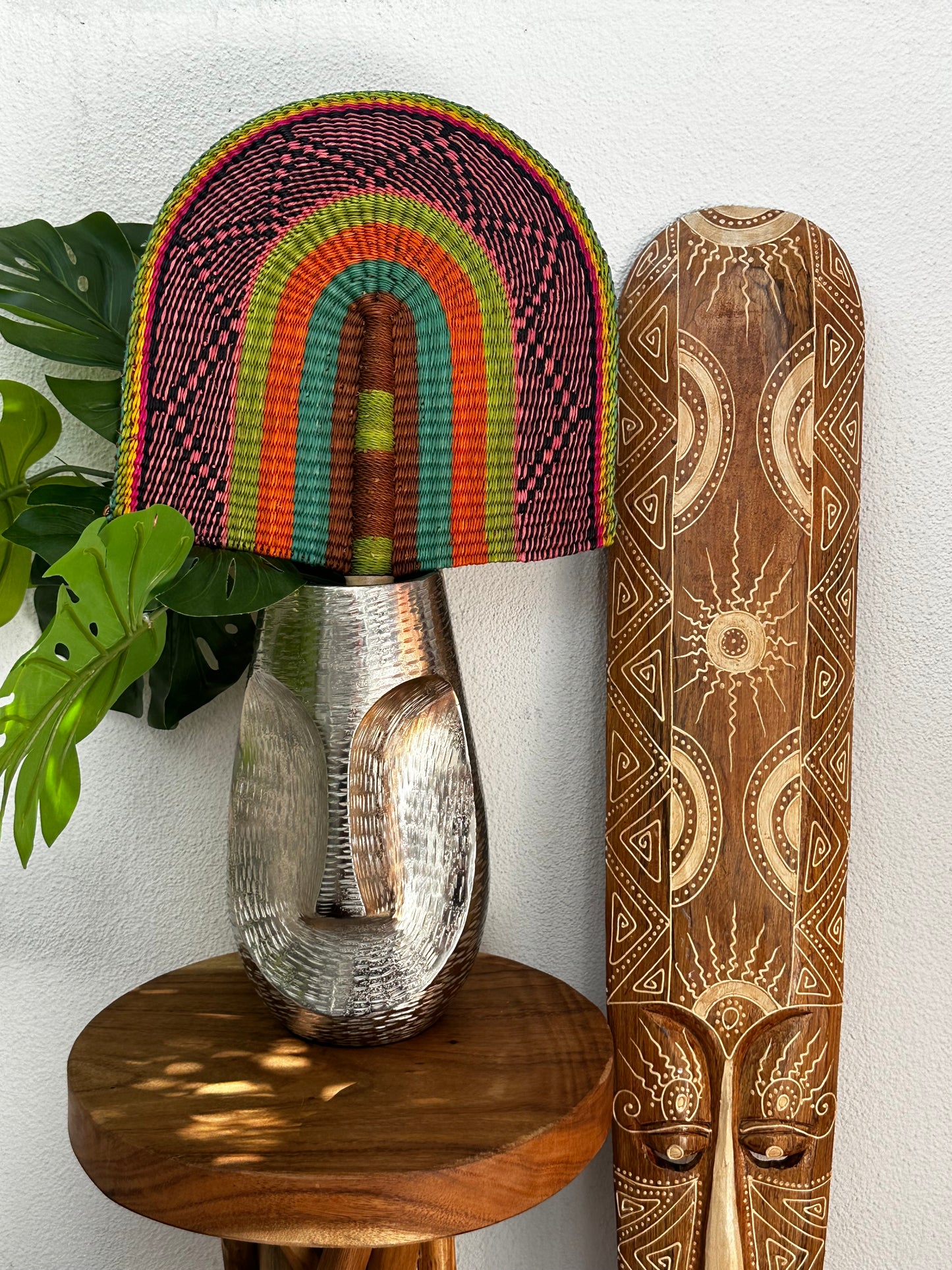 Pink Green Orange Woven Fan