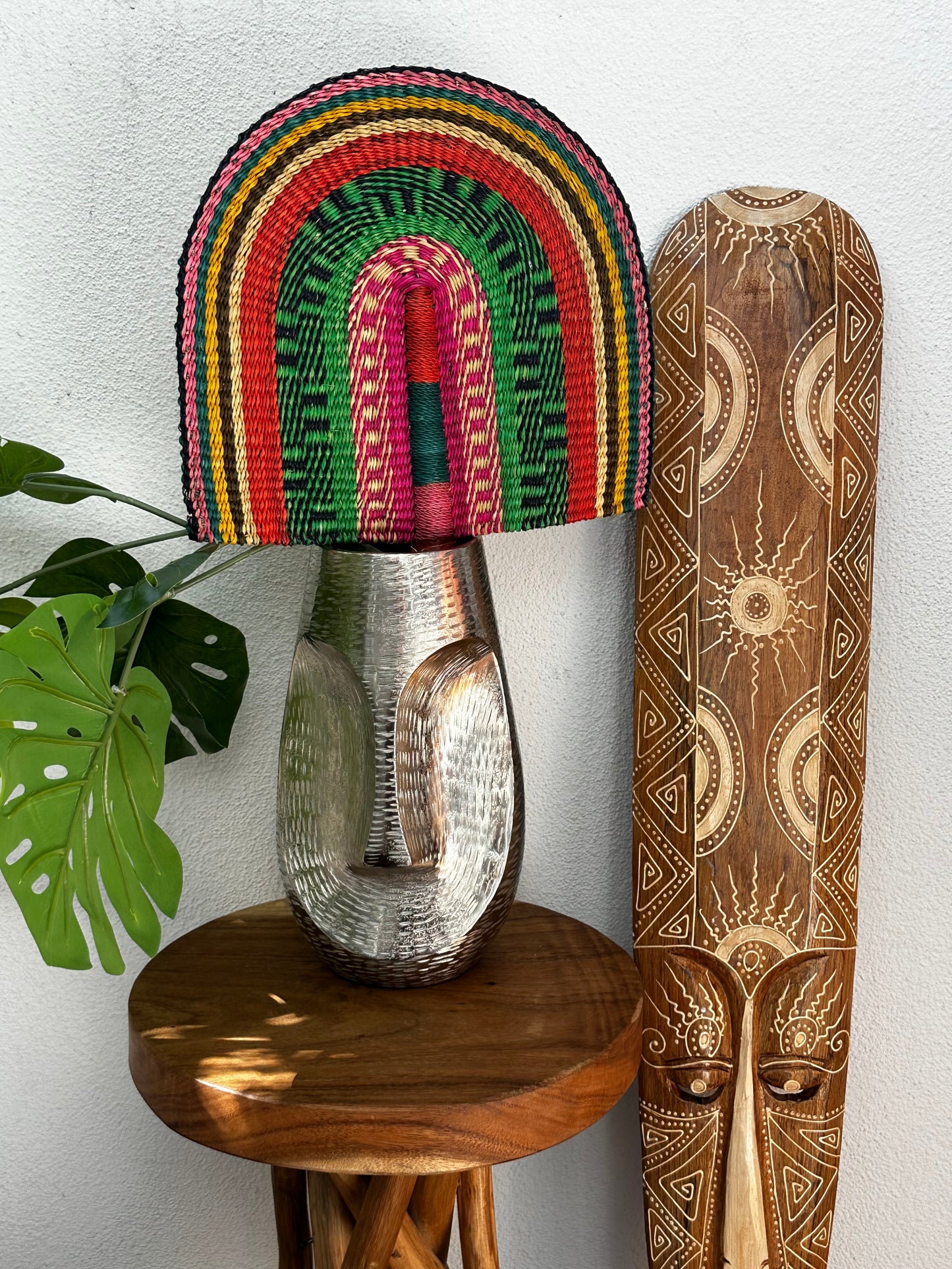 Green Red Woven Fan