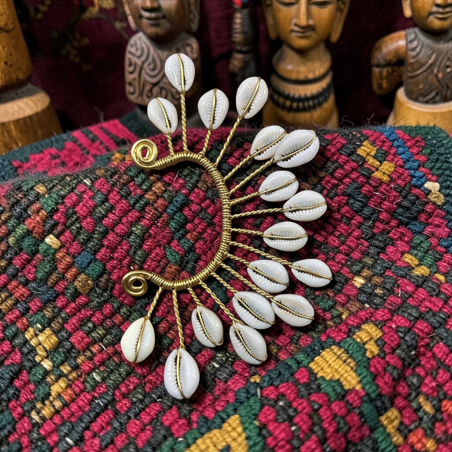 AdornHer “Solar Bloom” Cowrie Ear Cuff (Left Ear)