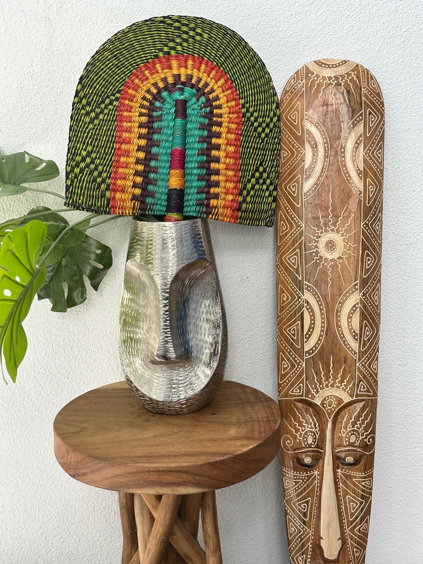 Green Black Turquoise Woven Fan