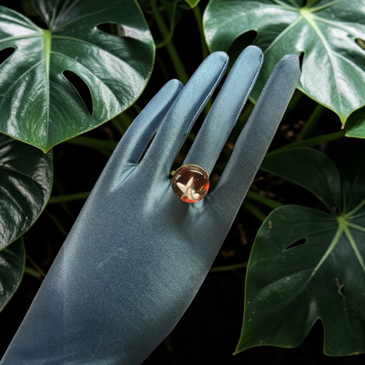 Sunset Glass Brass Ring