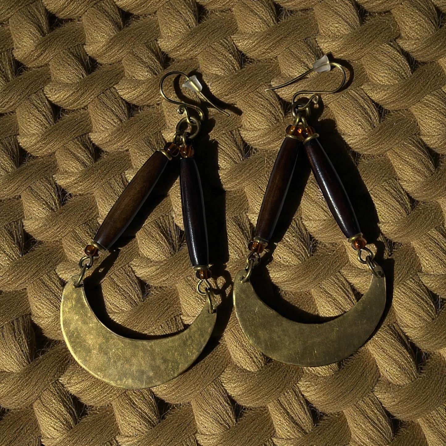Crescent Moon Brass Earrings