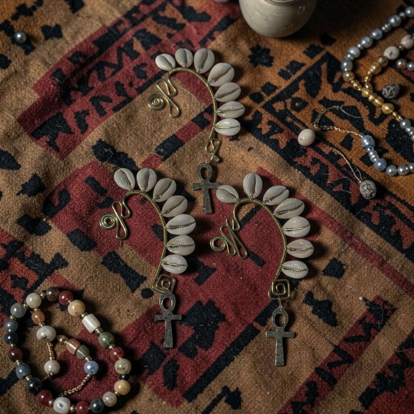 AdornHer “Nile Majesty” Cowrie Ear Cuff (Left Ear)