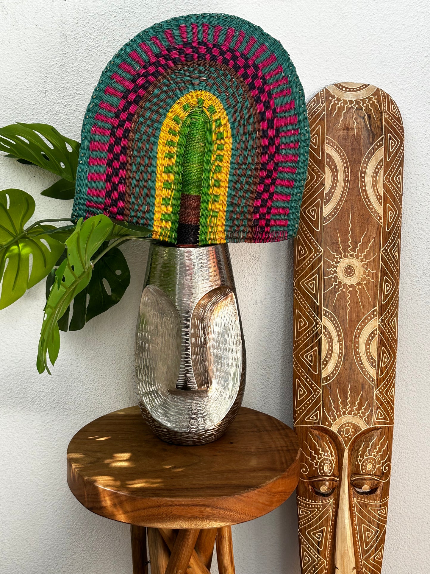 Teal Pink Woven Fan