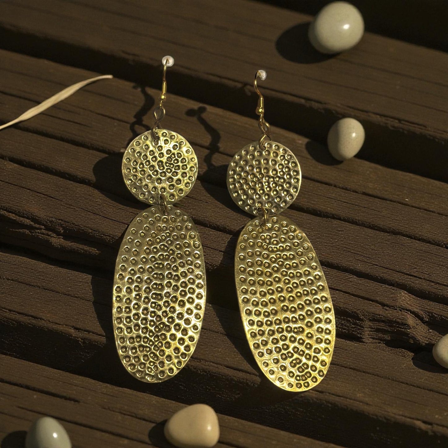 Golden Echo Hammered Brass Earrings