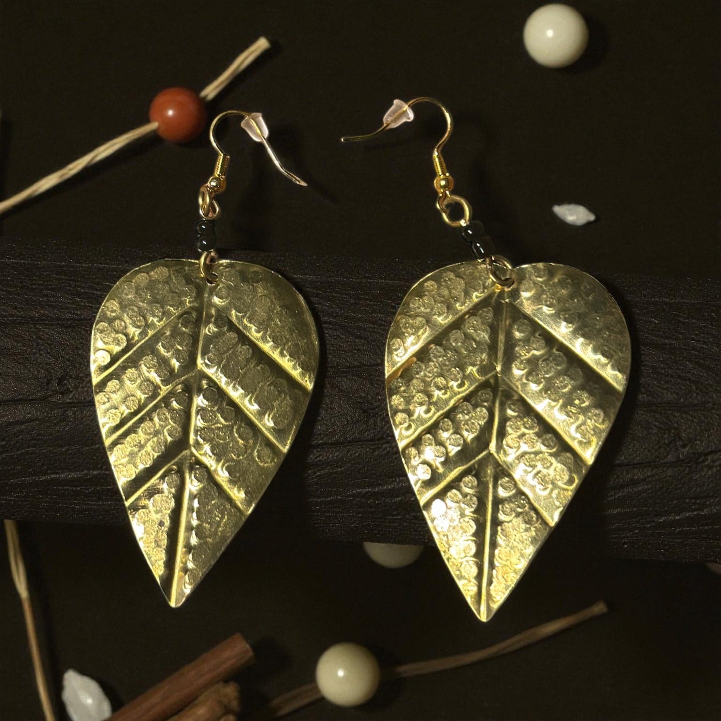 Sacred Leaf Brass Earrings