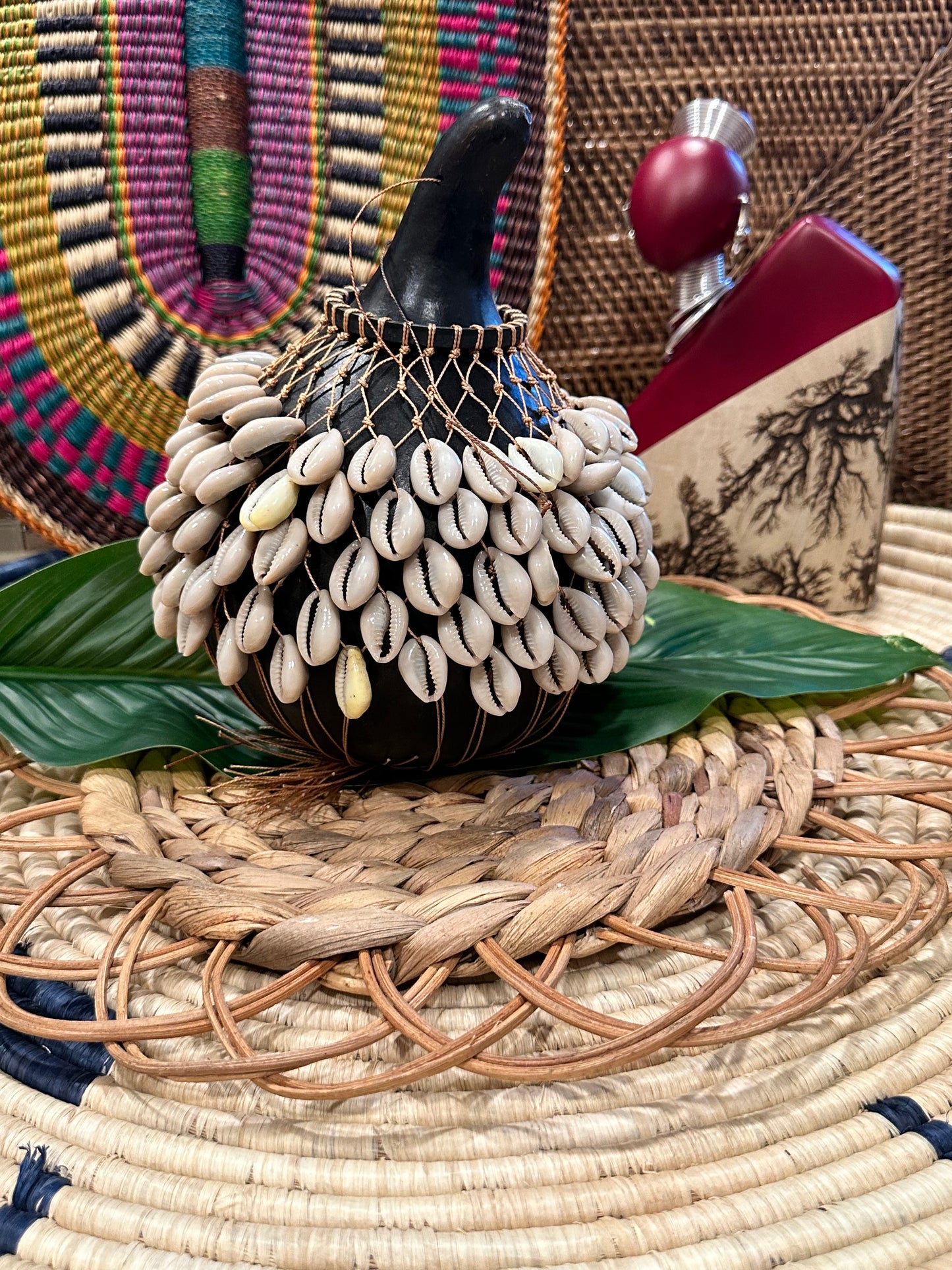 Black Cowrie Shell Gourd Shekere
