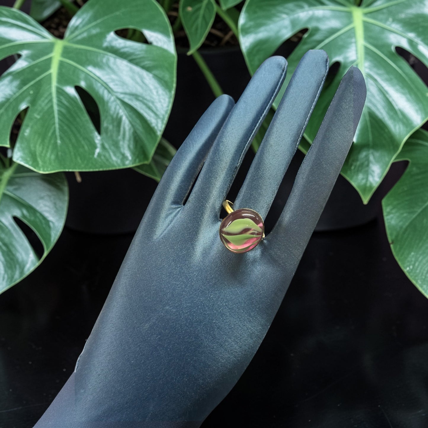 Aurora Glass Brass Ring