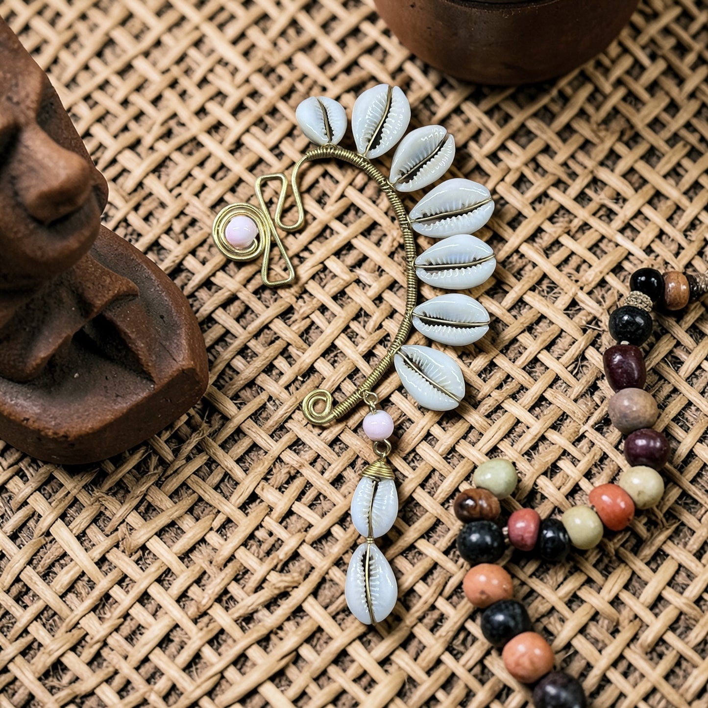 AdornHer “Tides of Ancestry” Cowrie Ear Cuff (Left Ear)