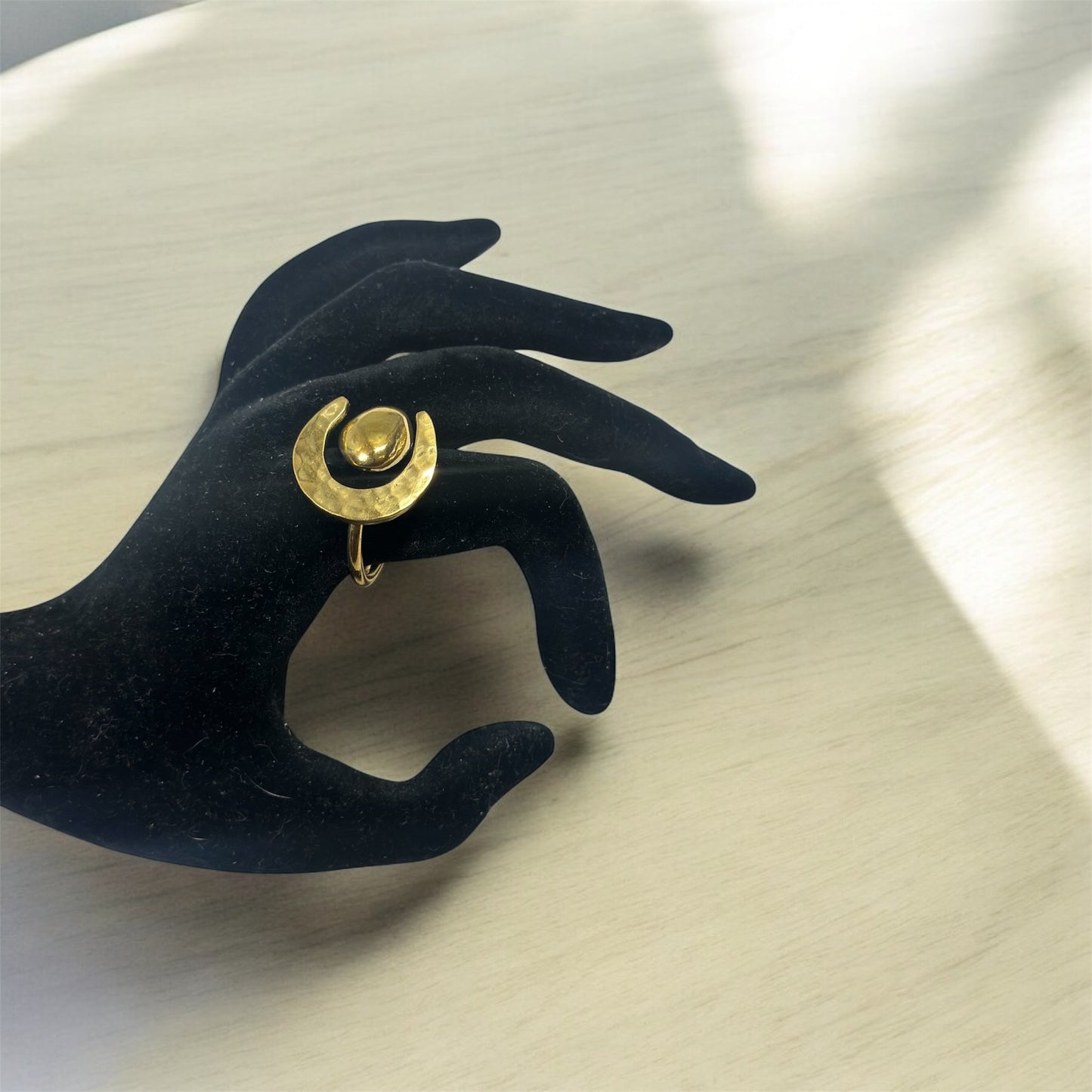 Lunar Orbit: Crescent Brass Statement Ring