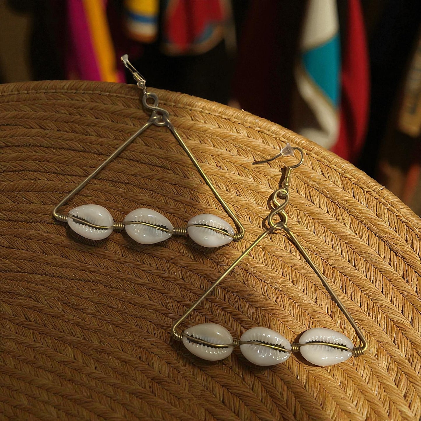 TriShell Cowrie Frame Earrings