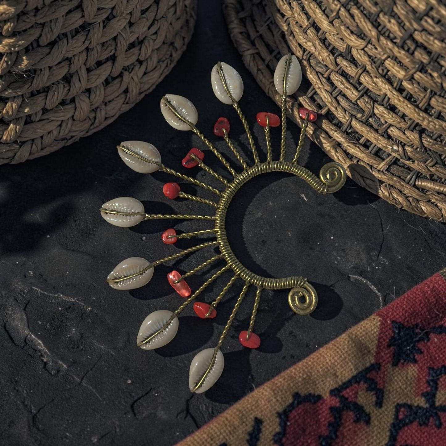 AdornHer “Red Jasper Crown” Cowrie Ear Cuff (Dual Wear)