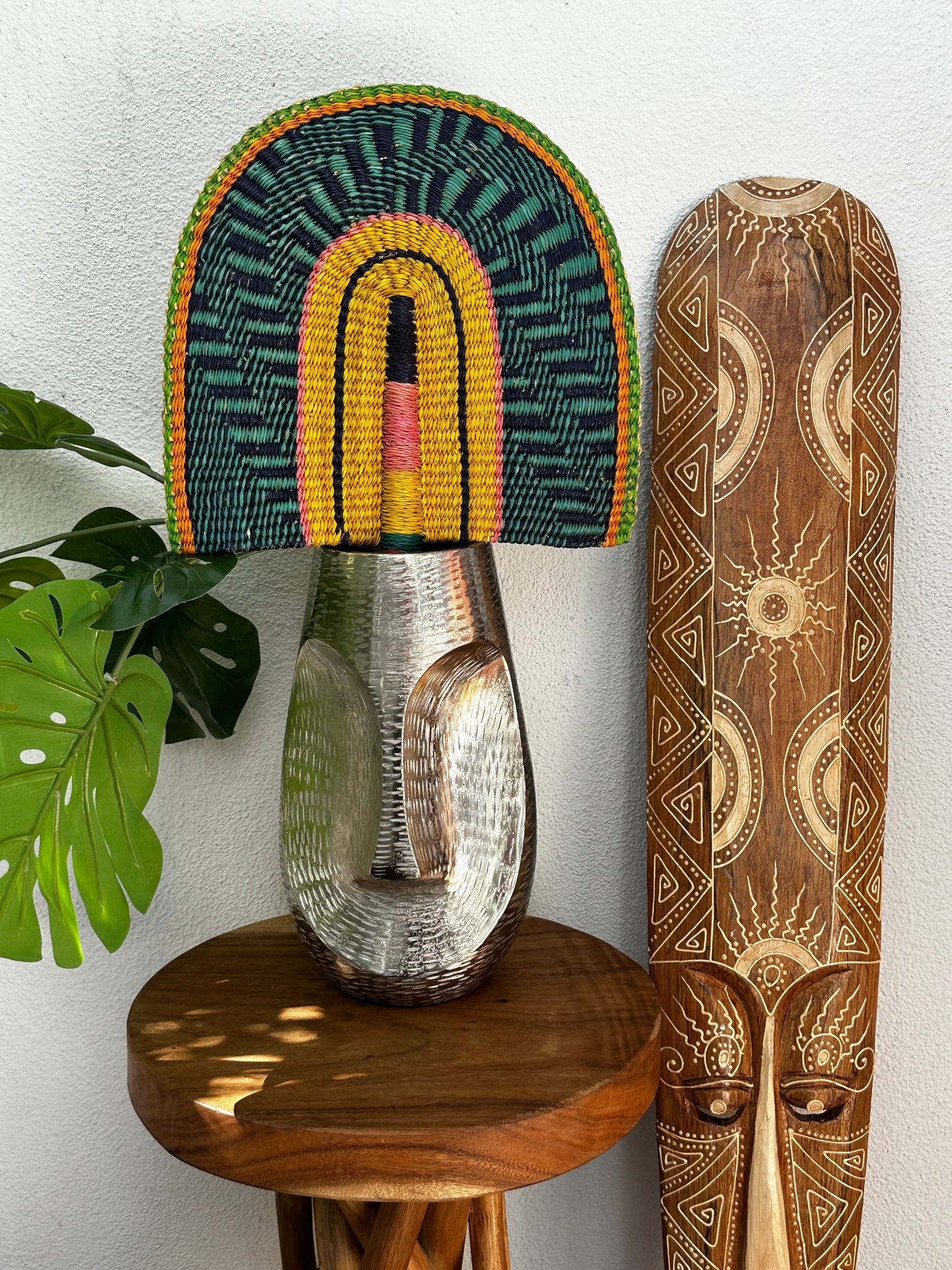 Teal Yellow Woven Fan