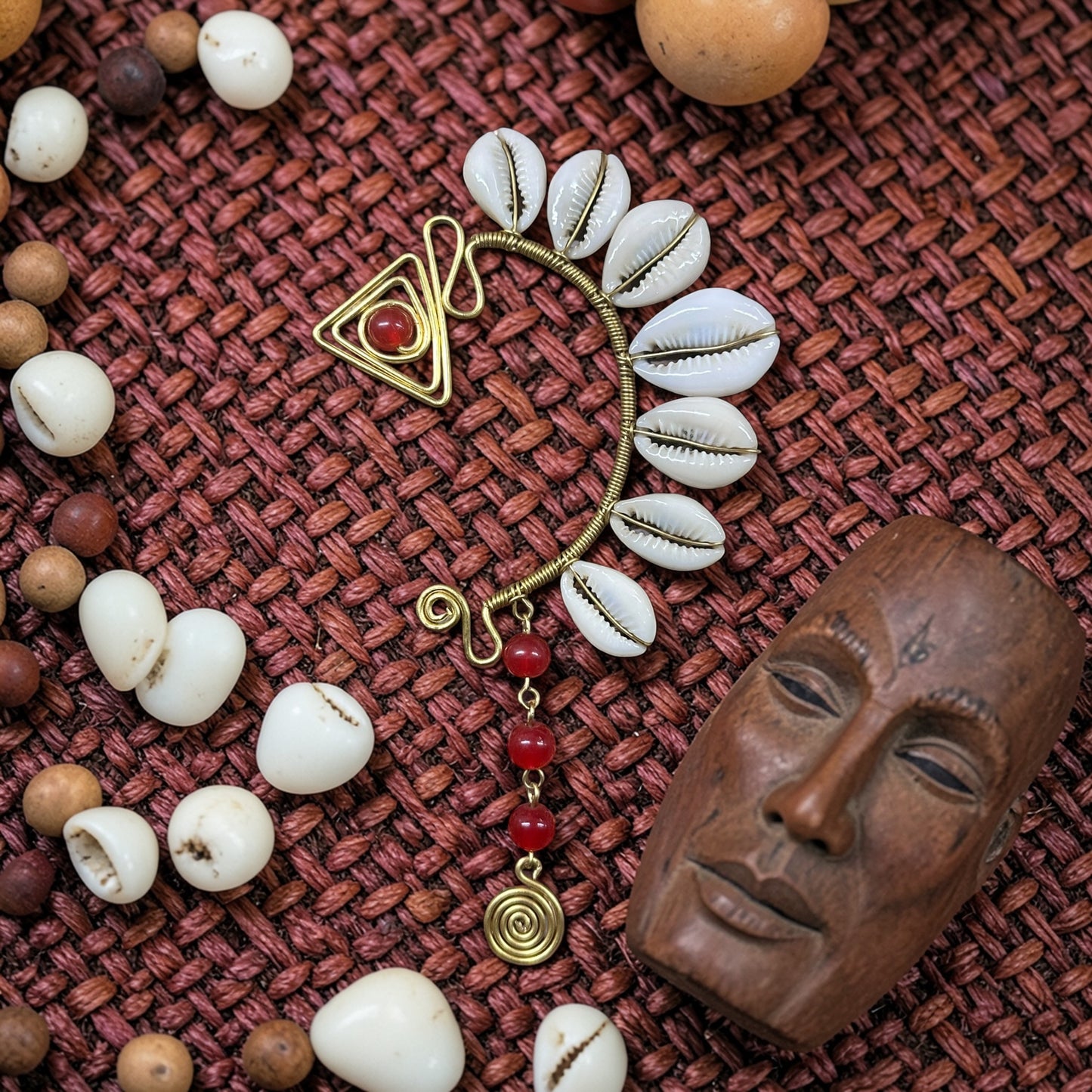 AdornHer “Sacred Flame” Cowrie Ear Cuff (Left Ear)