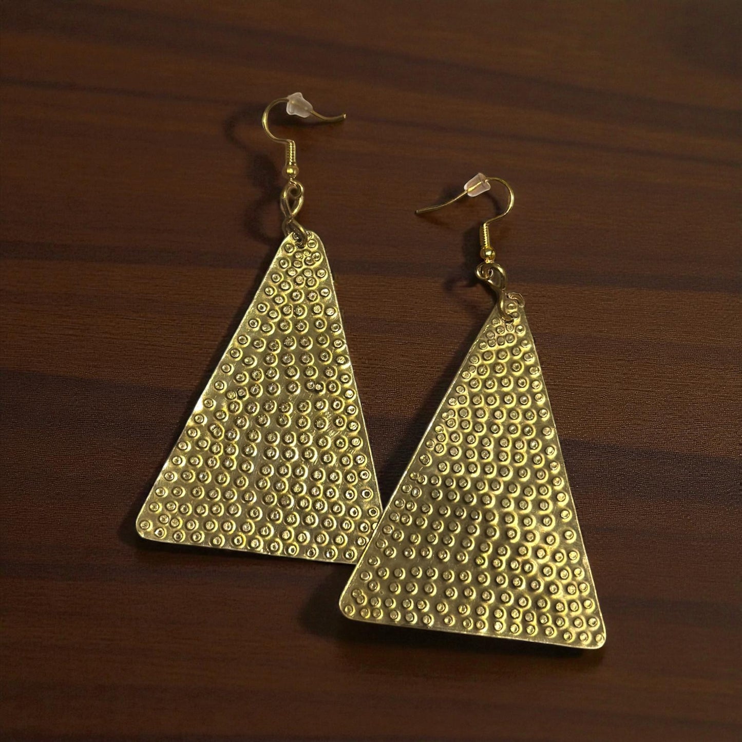 Golden Pyramid Brass Earrings