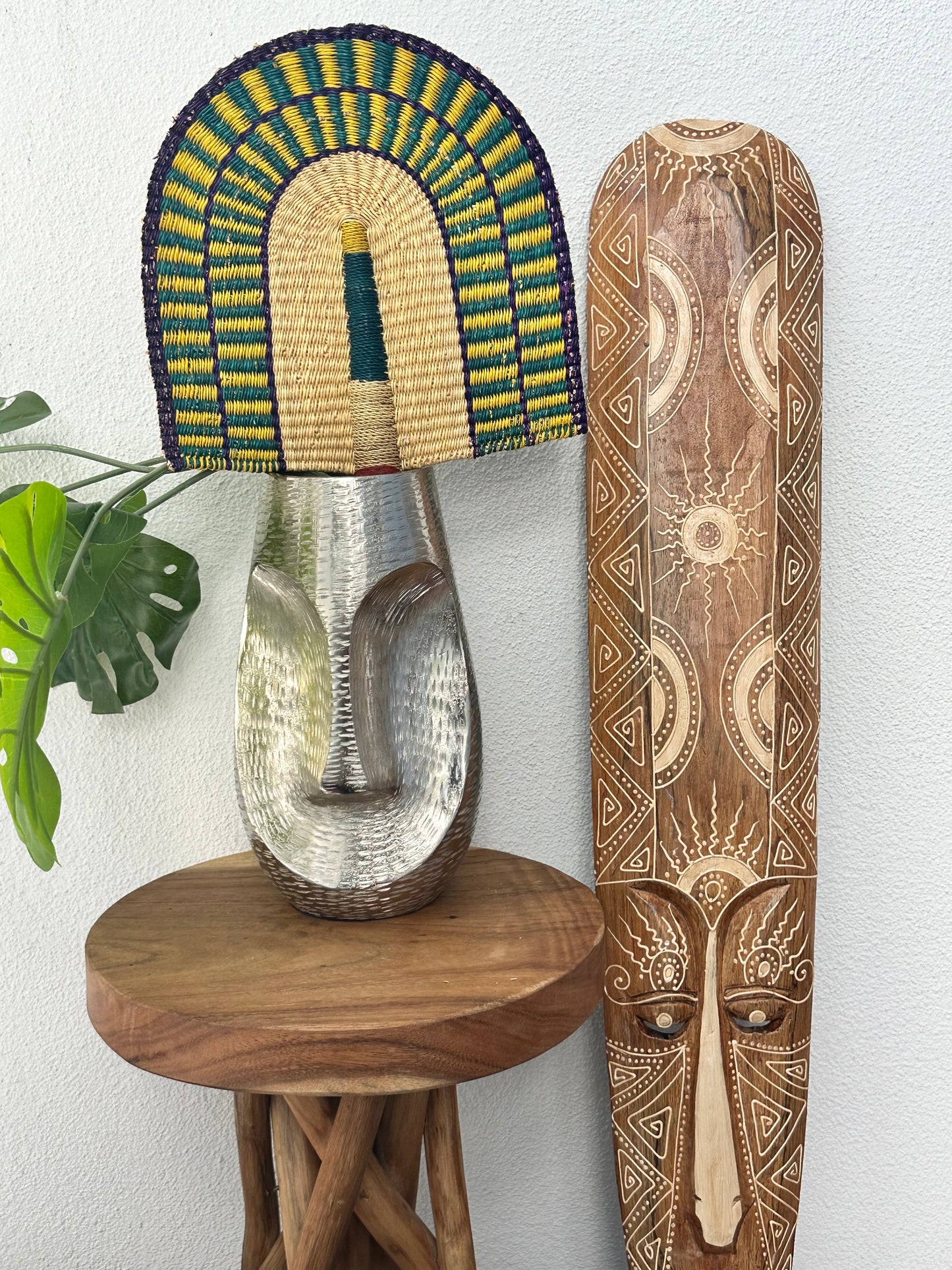Green Natural Woven Fan