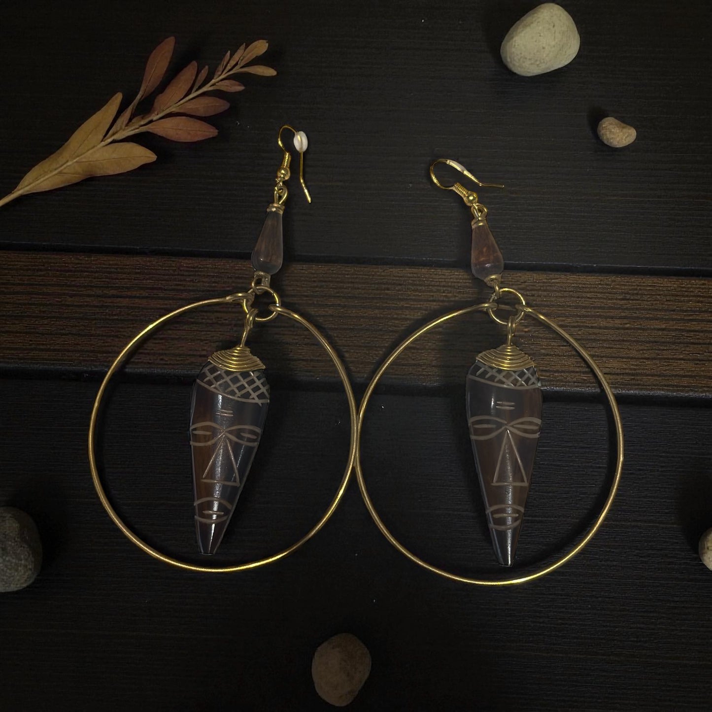 Guardian Spirit Mask Hoop Earrings