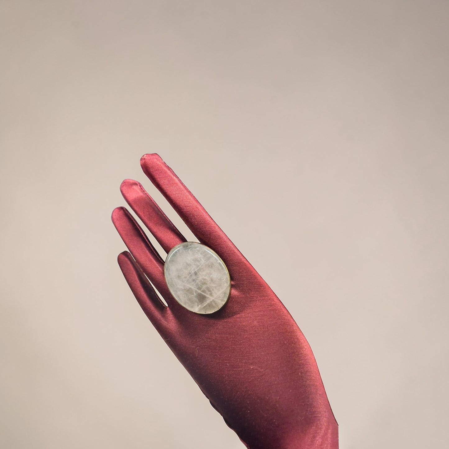 Clear Quartz Brass Ring – Oval