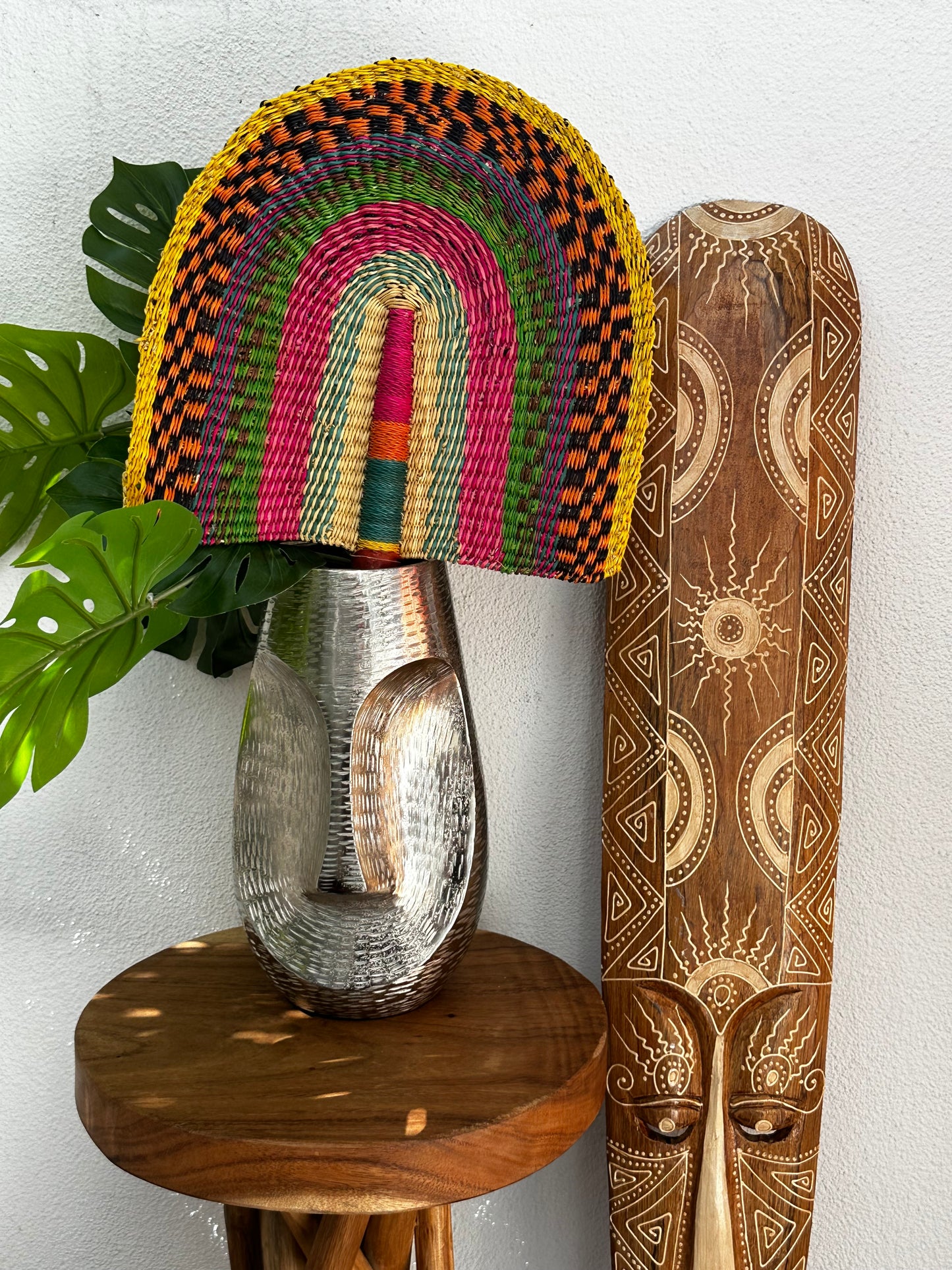 Green Orange Yellow Woven Fan