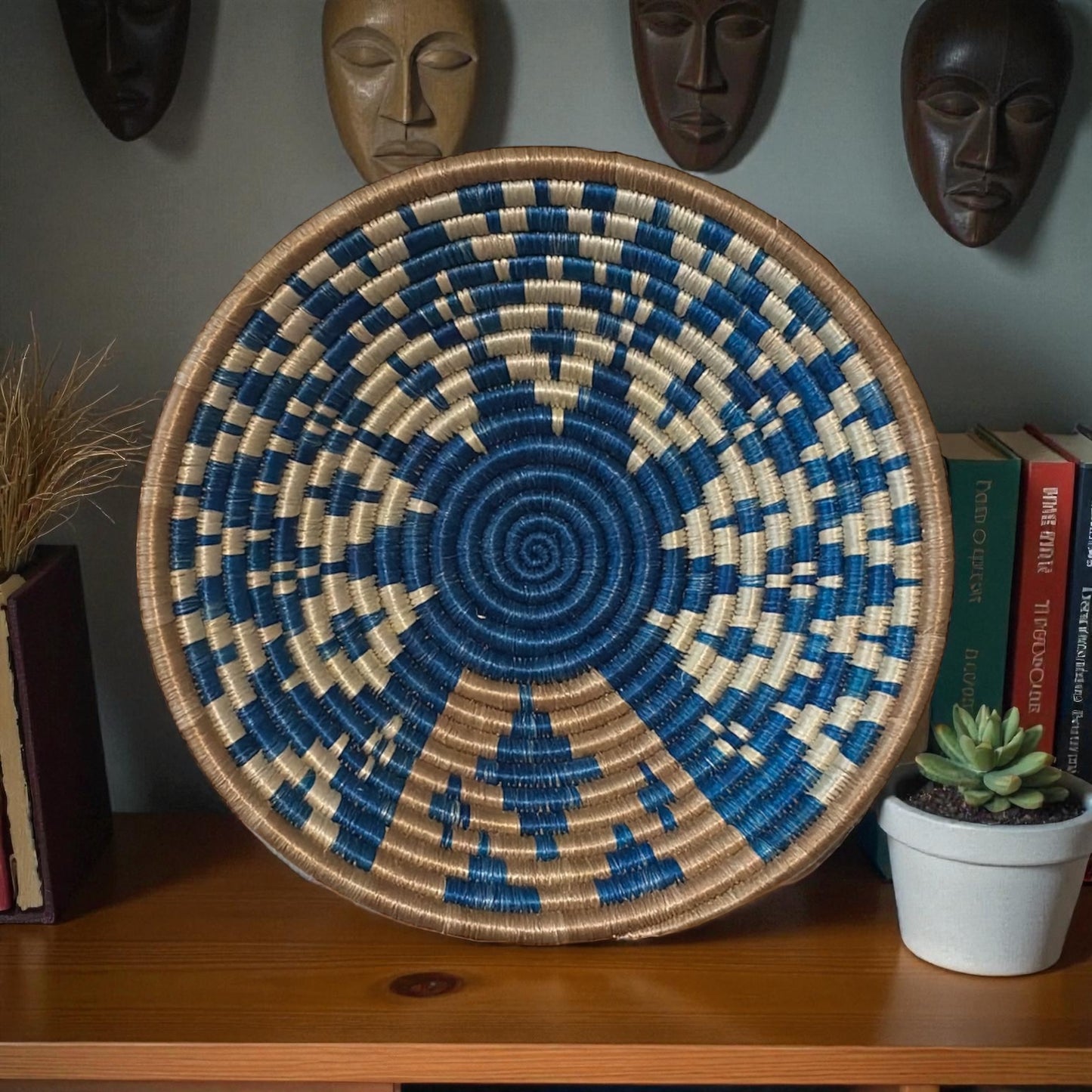 🌊 Blue Majesty Woven Basket