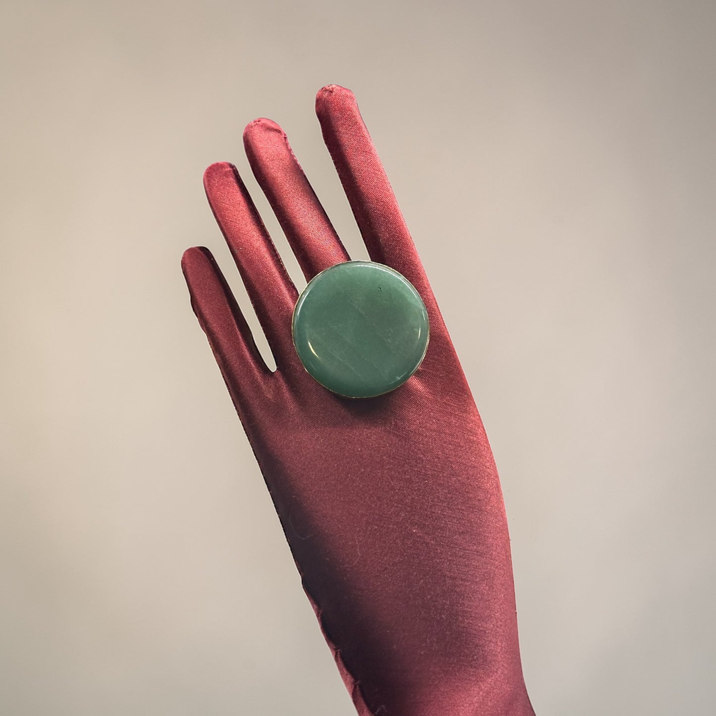 Green Aventurine Brass Ring – Round