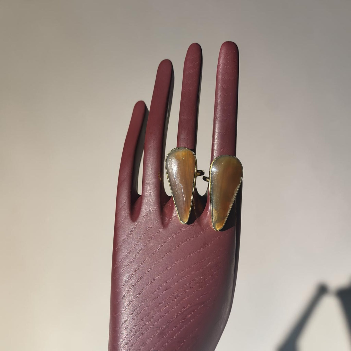 Amber Cascade Brass Ring