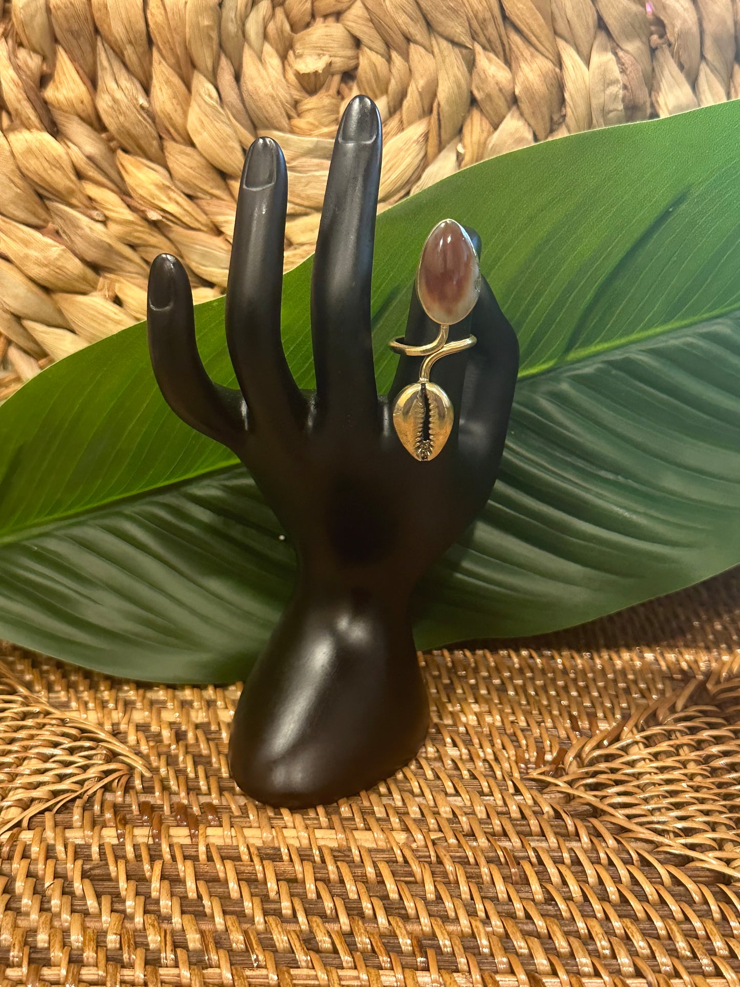 Amarachi Cowrie Brown Ring