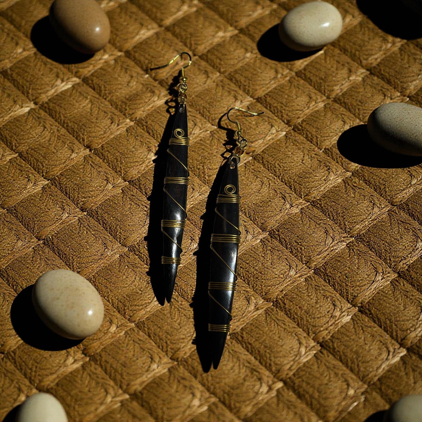 Midnight Spiral Horn Earrings