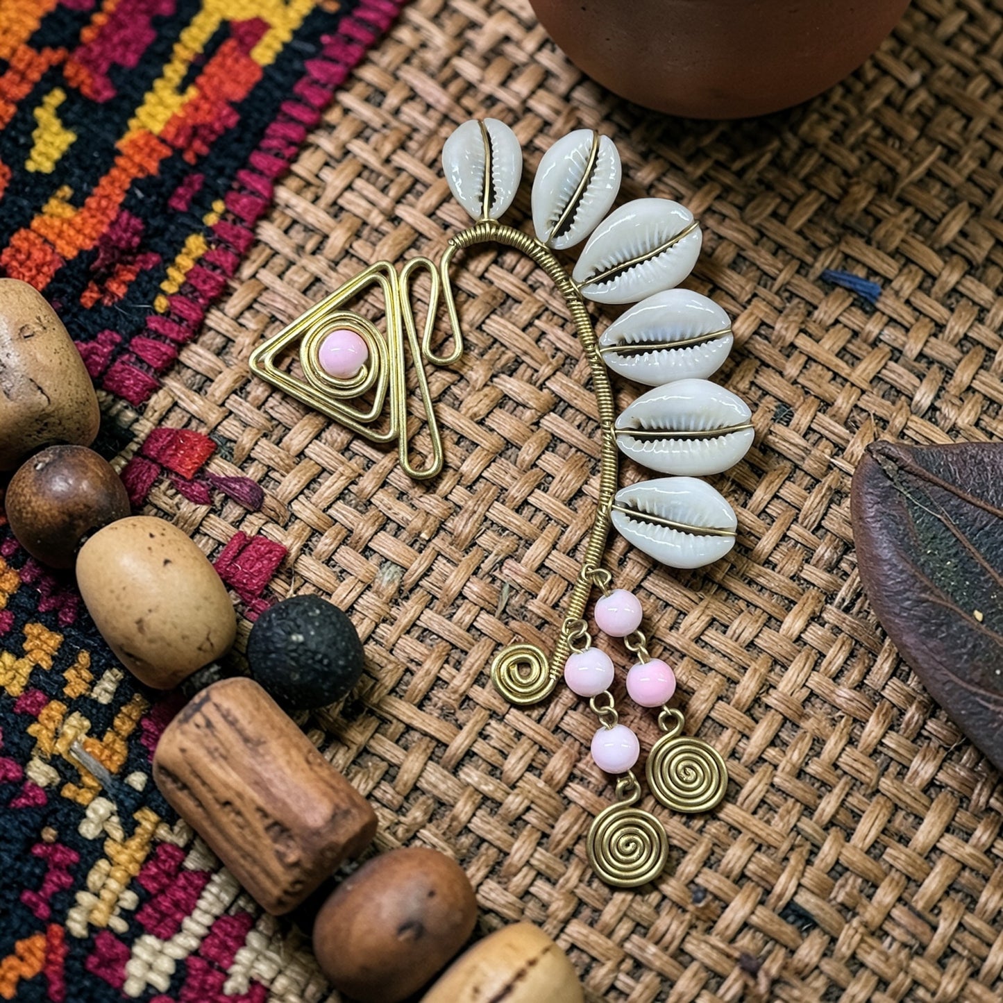 AdornHer “Blush Horizon” Cowrie Ear Cuff (Left Ear)