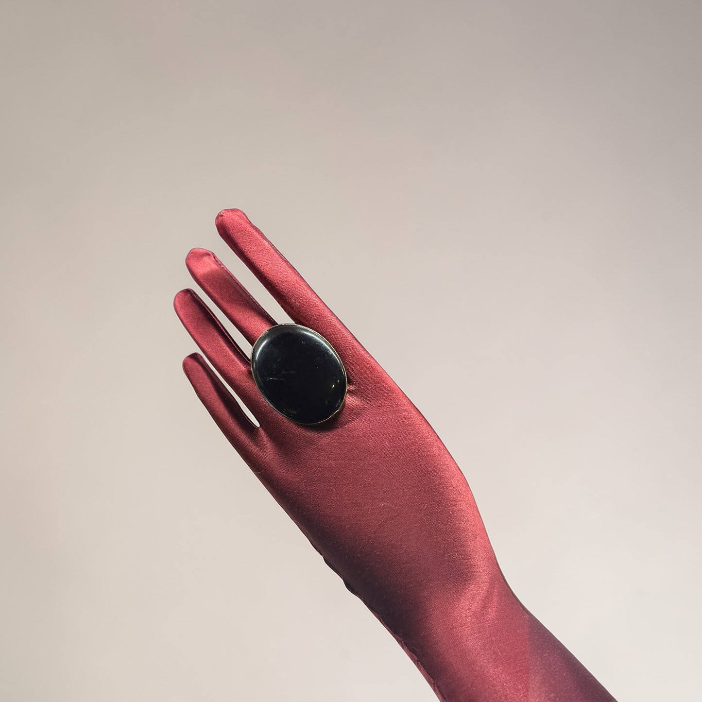 Black Onyx Brass Ring – Oval