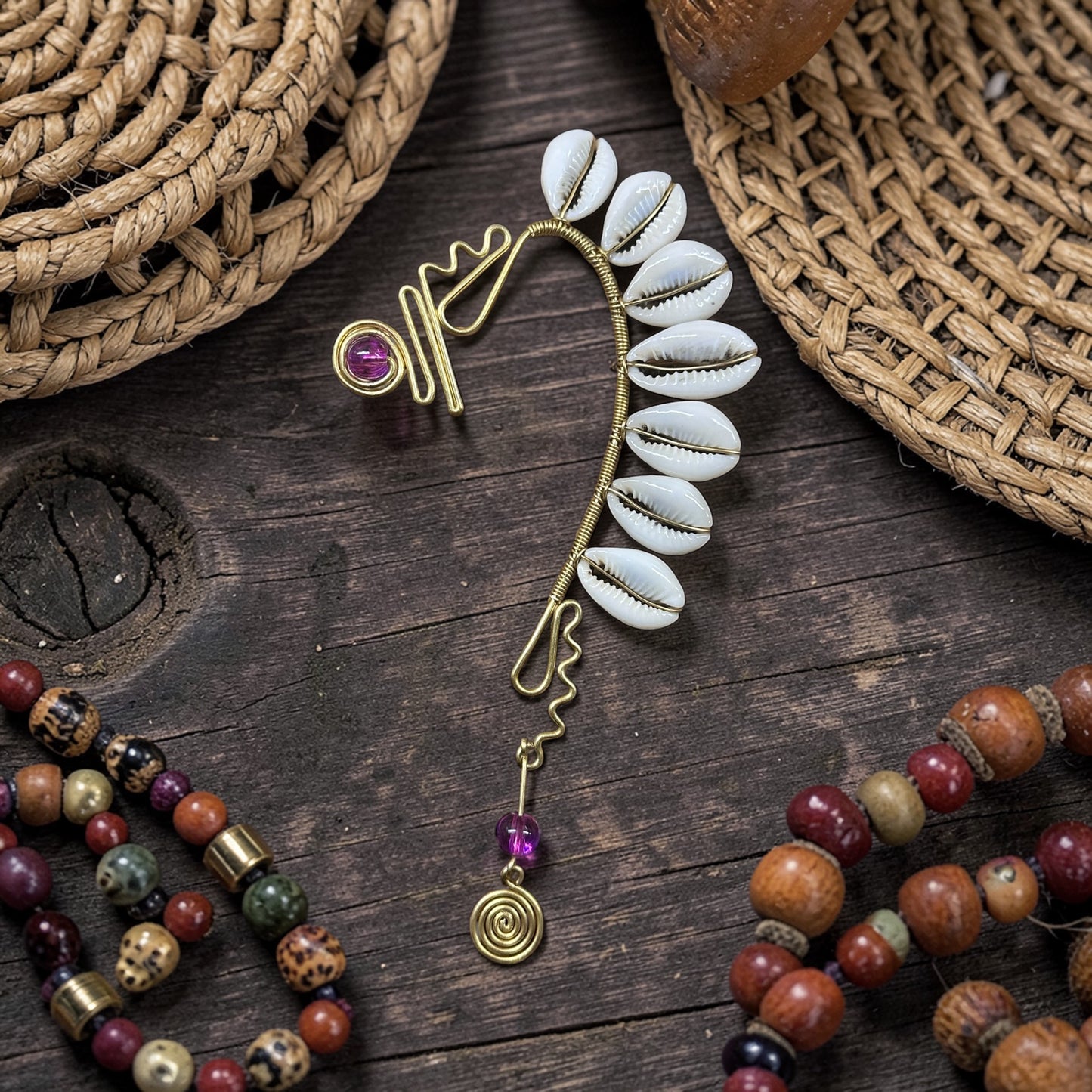 AdornHer “Royal Ember” Cowrie Ear Cuff (Left Ear)