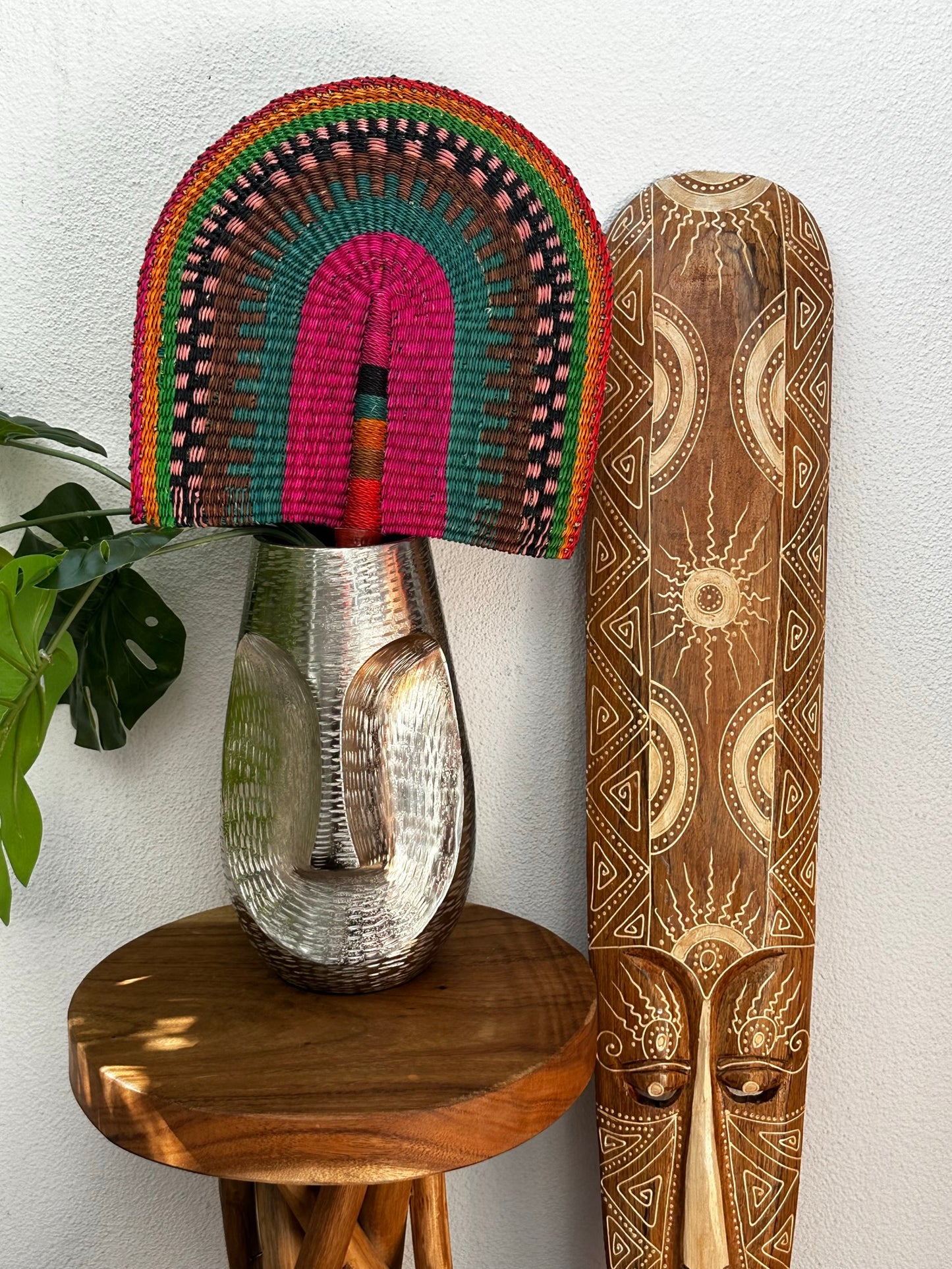 Fuchsia Teal Woven Fan